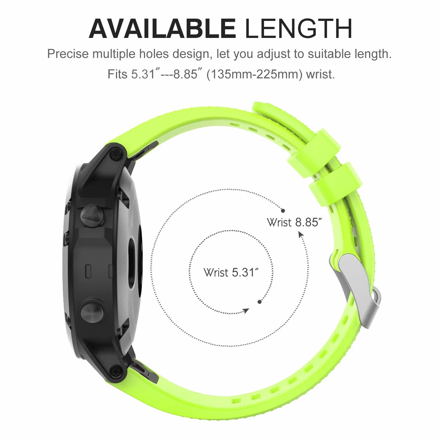 MoKo Silicone Replacement Sport Watch Band 22mm for Garmin Fenix 7/7 Pro/6/6 Pro/5/5 Plus/Forerunner 965/955/945/Instinct Solar/Instinct 2, Green