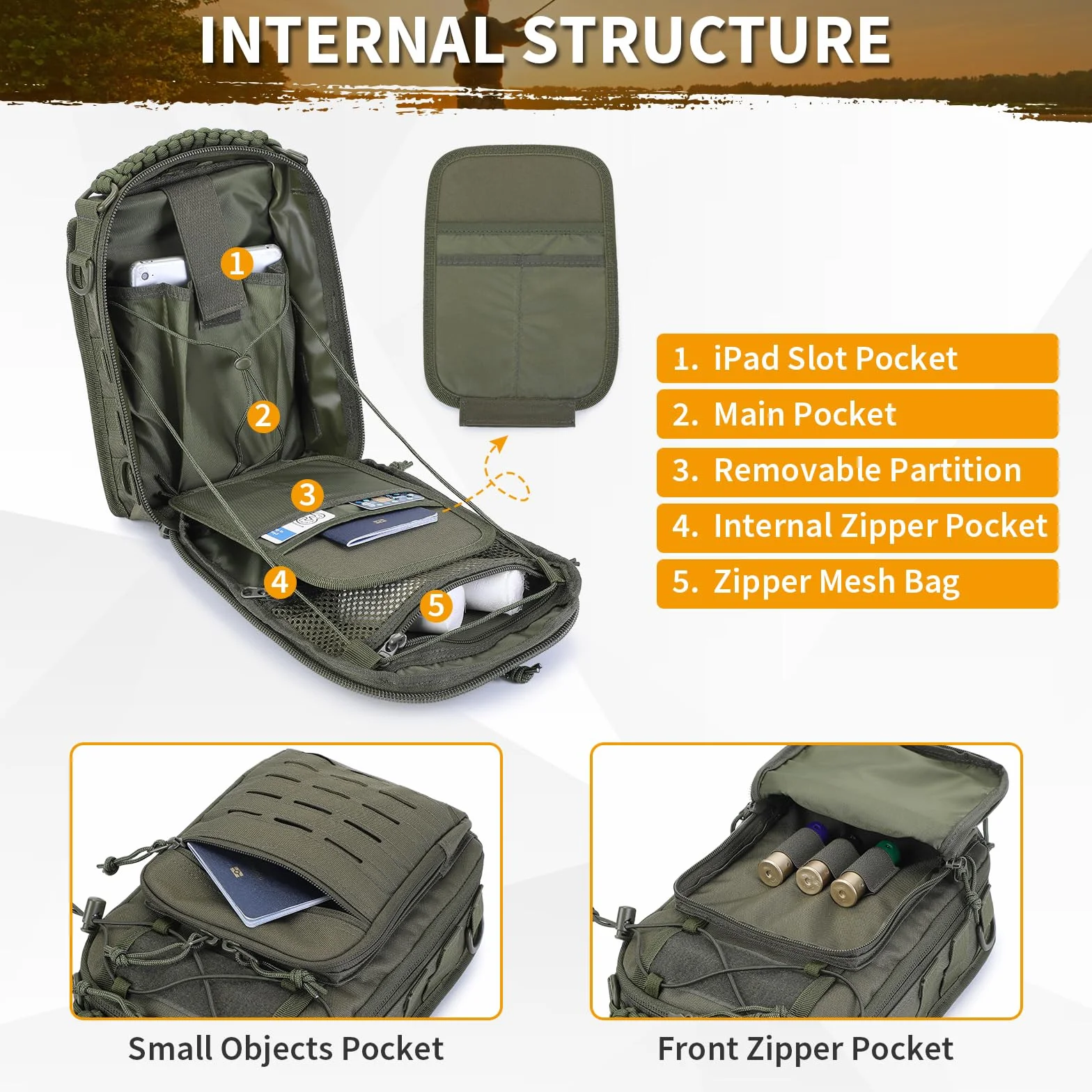 HUNTVP Taktyczna torba na klatkę piersiową, wojskowa torba na ramię, wojskowa torba na klatkę piersiową, plecak Molle, torba crossbody, torba na ramię, mini dla mężczyzn, kobiet, podróże, wędrówki, na