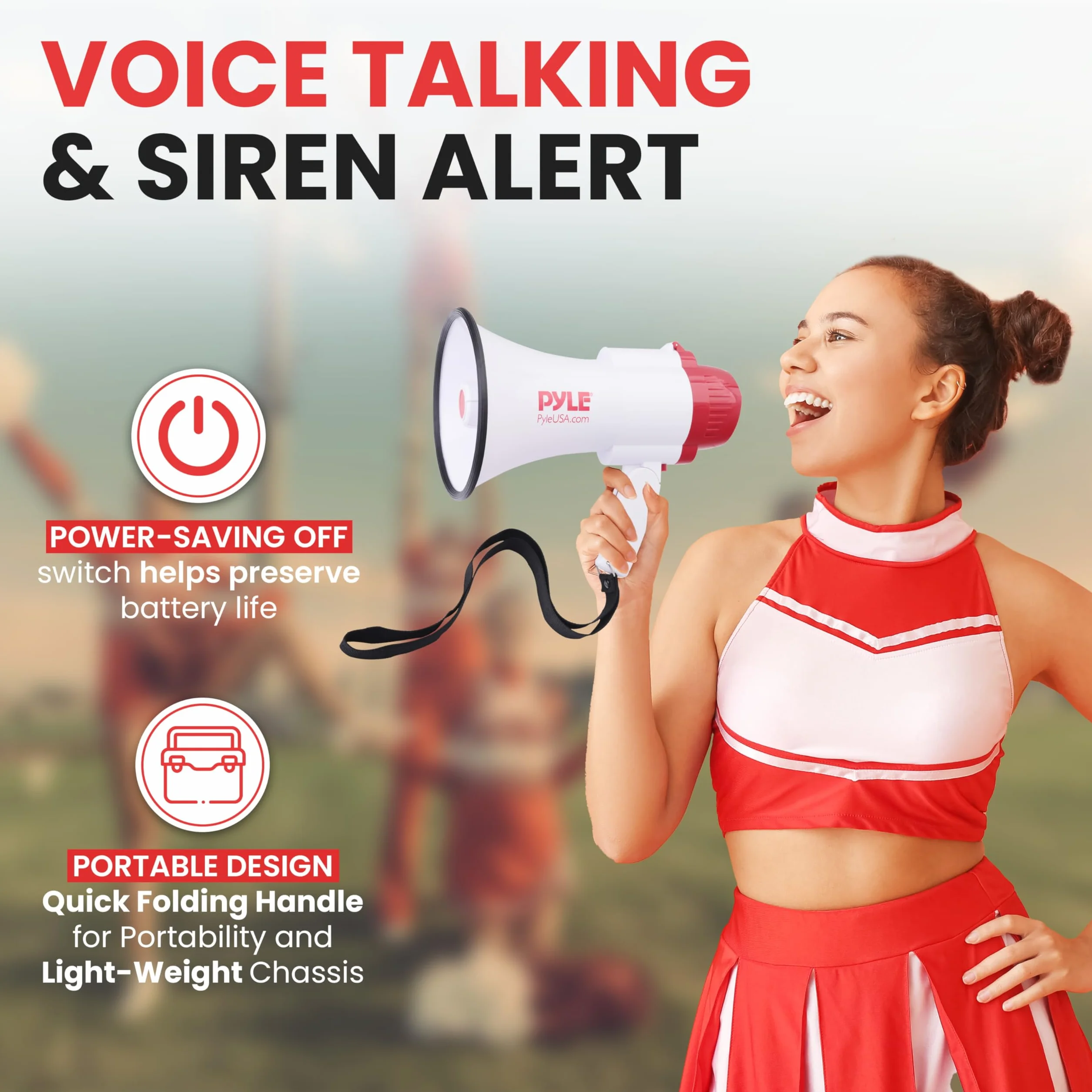 Pyle Megaphone Speaker PA Bullhorn 30 Watt with Built-in Siren 800 Yard Range PMP35R