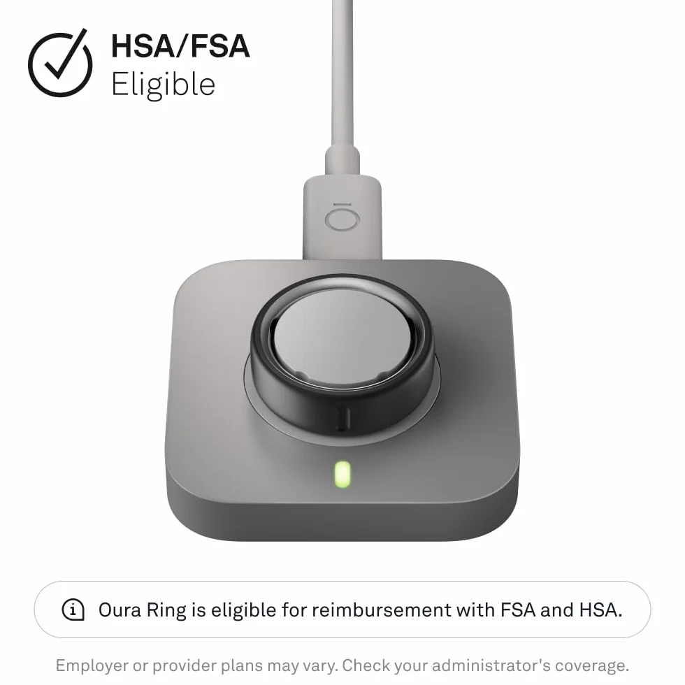Oura Ring 4 Ładowarka - Grey - Rozmiar 7 - Stacja ładująca i kabel USB-C | Po pelnym naladowaniu bateria inteligentnej obraczki wystarcza nawet na 8 dni