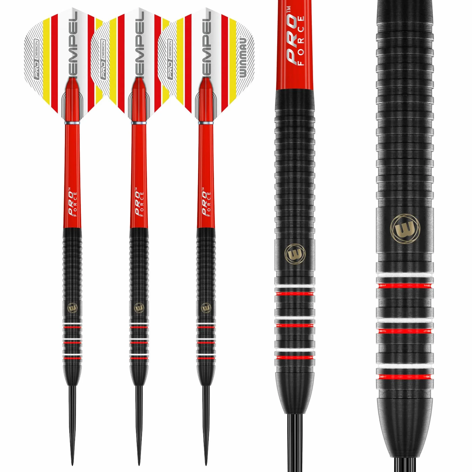 WINMAU Florian Hempel 85% Pro-Series 24 g - 85% wolframu - profesjonalny zestaw rzutek z lotkami do rzutek i trzonkami do rzutek (łodygi)