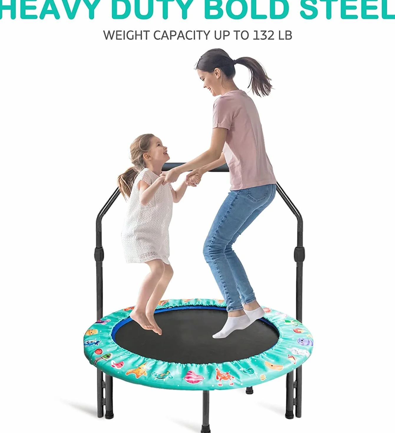 Mini Trampolina Składana dla Dzieci 92 cm z Uchwytem Regulowanym