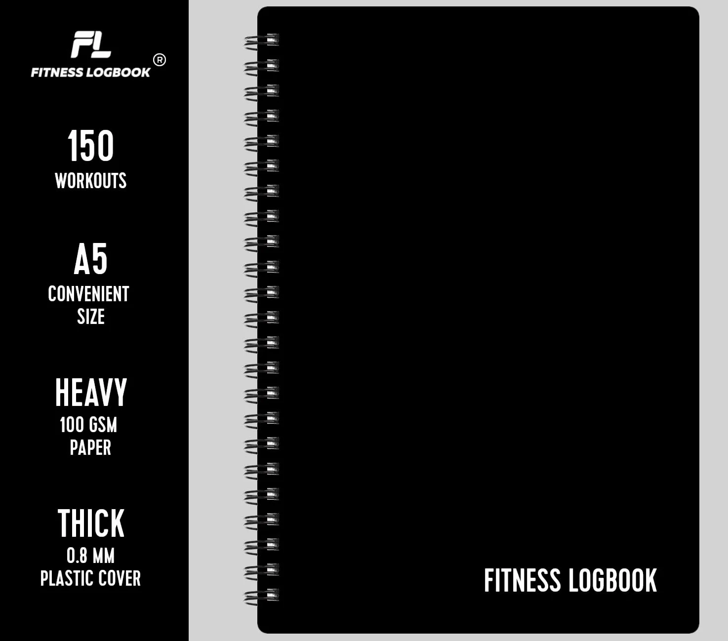 Dziennik fitness, śledzenie 150 treningów, gruby papier, trwała okładka, A5, dziennik treningowy, planer, śledzenie utraty wagi, przyrost masy mięśniowej, ćwiczenia na siłowni, postępy w kulturystyce