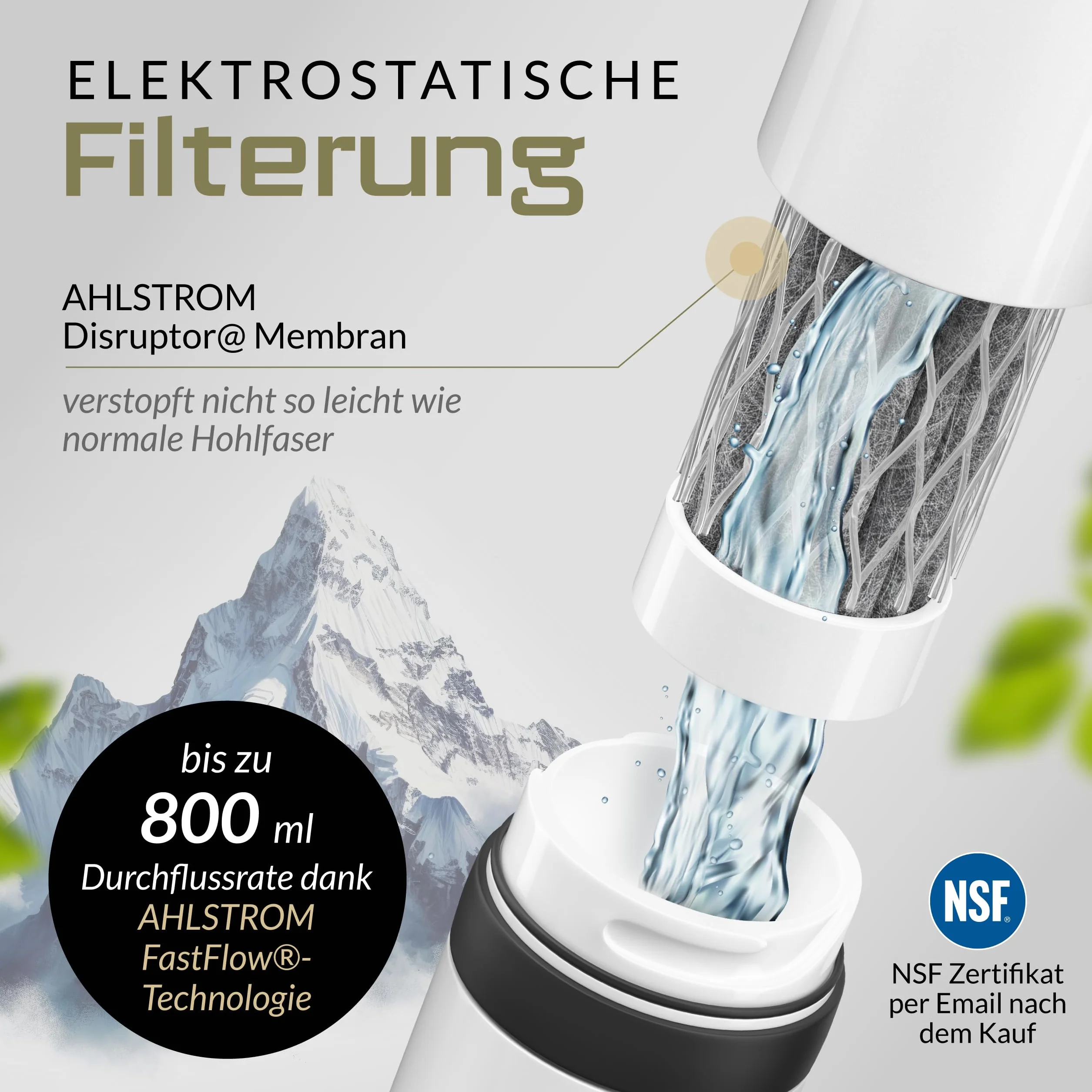 Filtr zapasowy dla butelki BERGKVIST® Outdoor FJÄLLKLAR (500 ml): filtr AHLSTROM® dla czystej wody pitnej