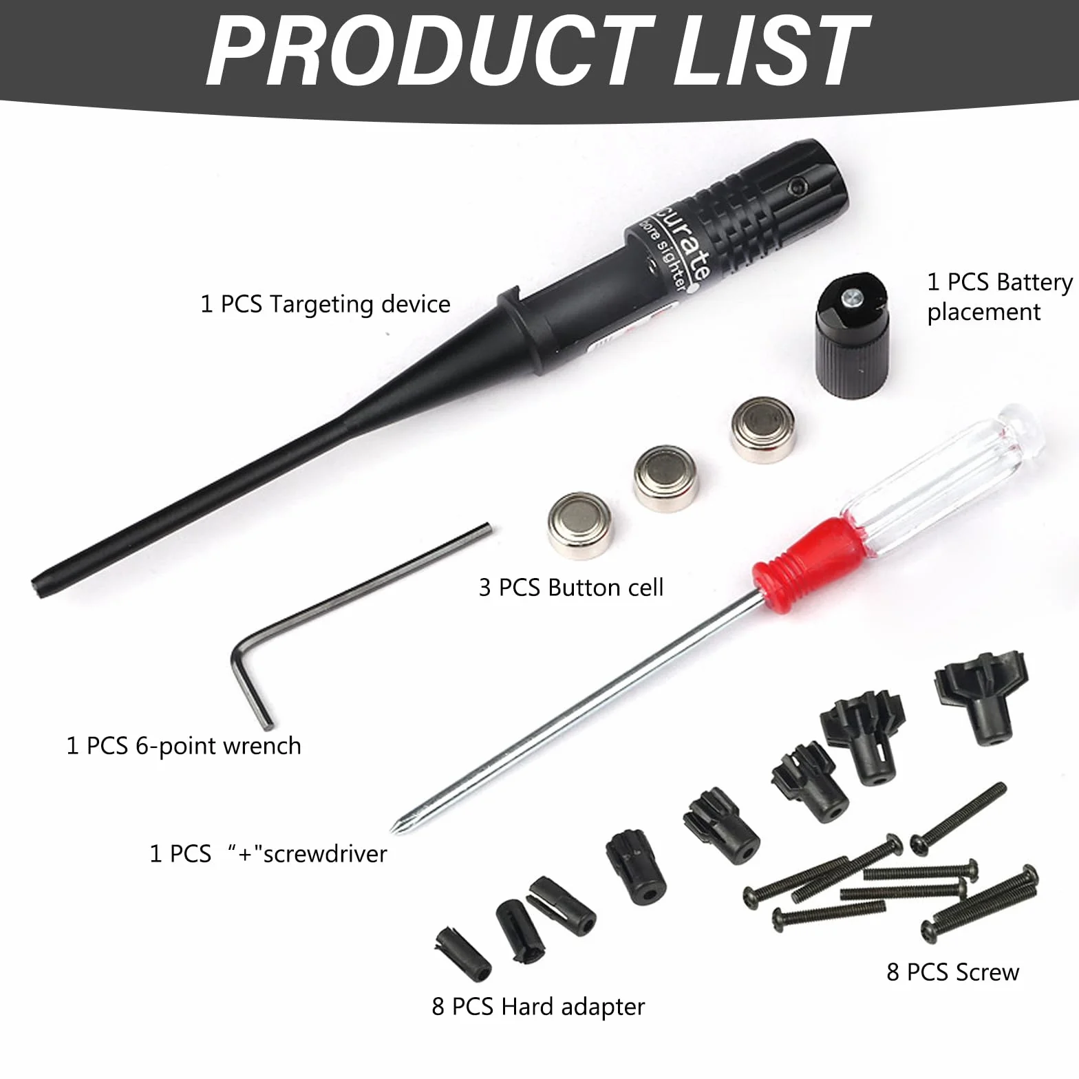 BORDEAG Bore Sighter, zestaw wizjera, kaliber od 22 do .50, lekki, Boresight, wysokiej jakości stop aluminium, kolimator Boresight do kalibracji poziomej (czerwone światło)