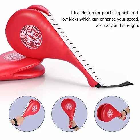 Tbest Taekwondo Pads, 1 Pair, Red, PU + EVA, 38 x 19 x 5 cm, Martial Arts Boxing Training