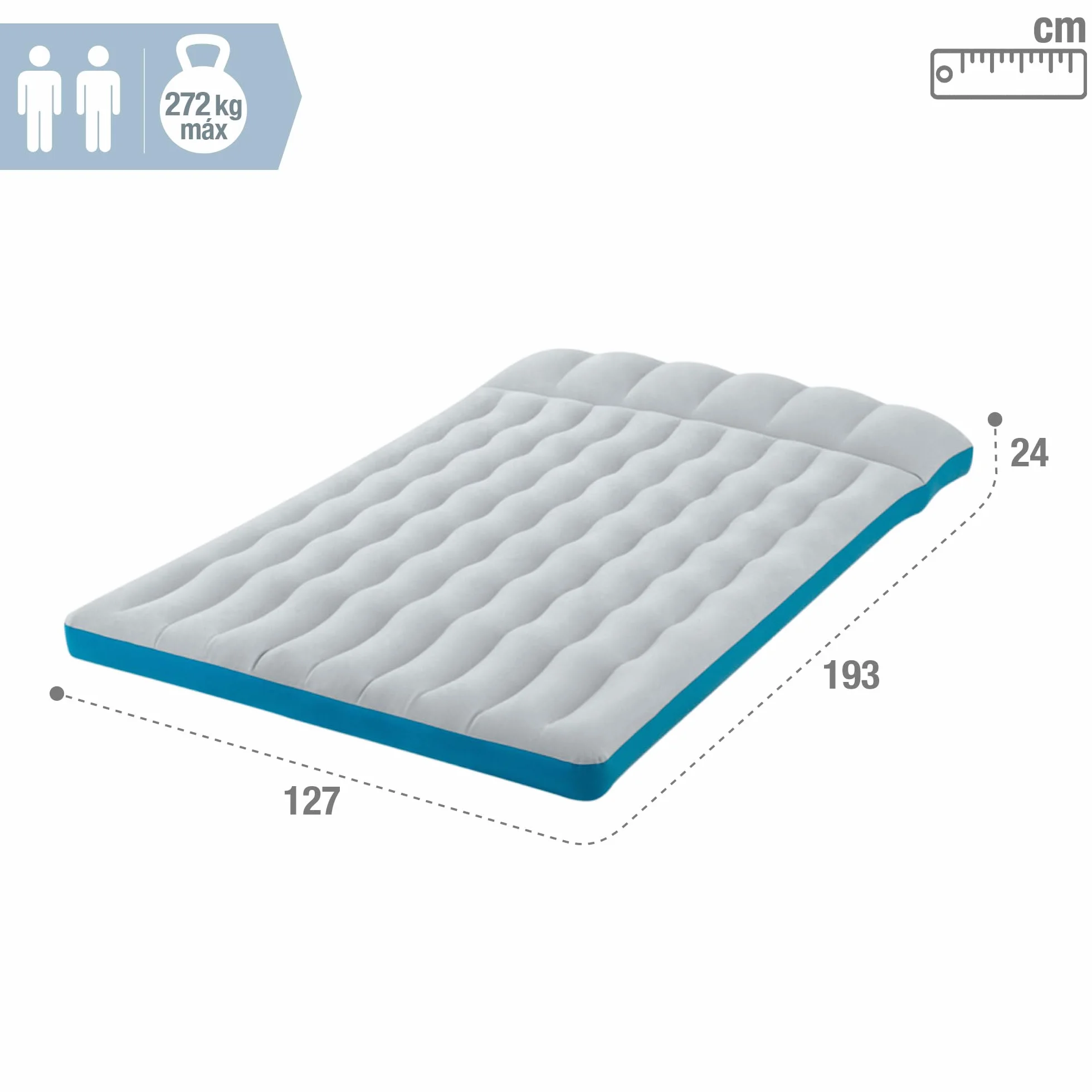 Intex 67999 Materasso Matrimoniale Camping Laminato 193 x 127 x 24 cm Grigio/Blu