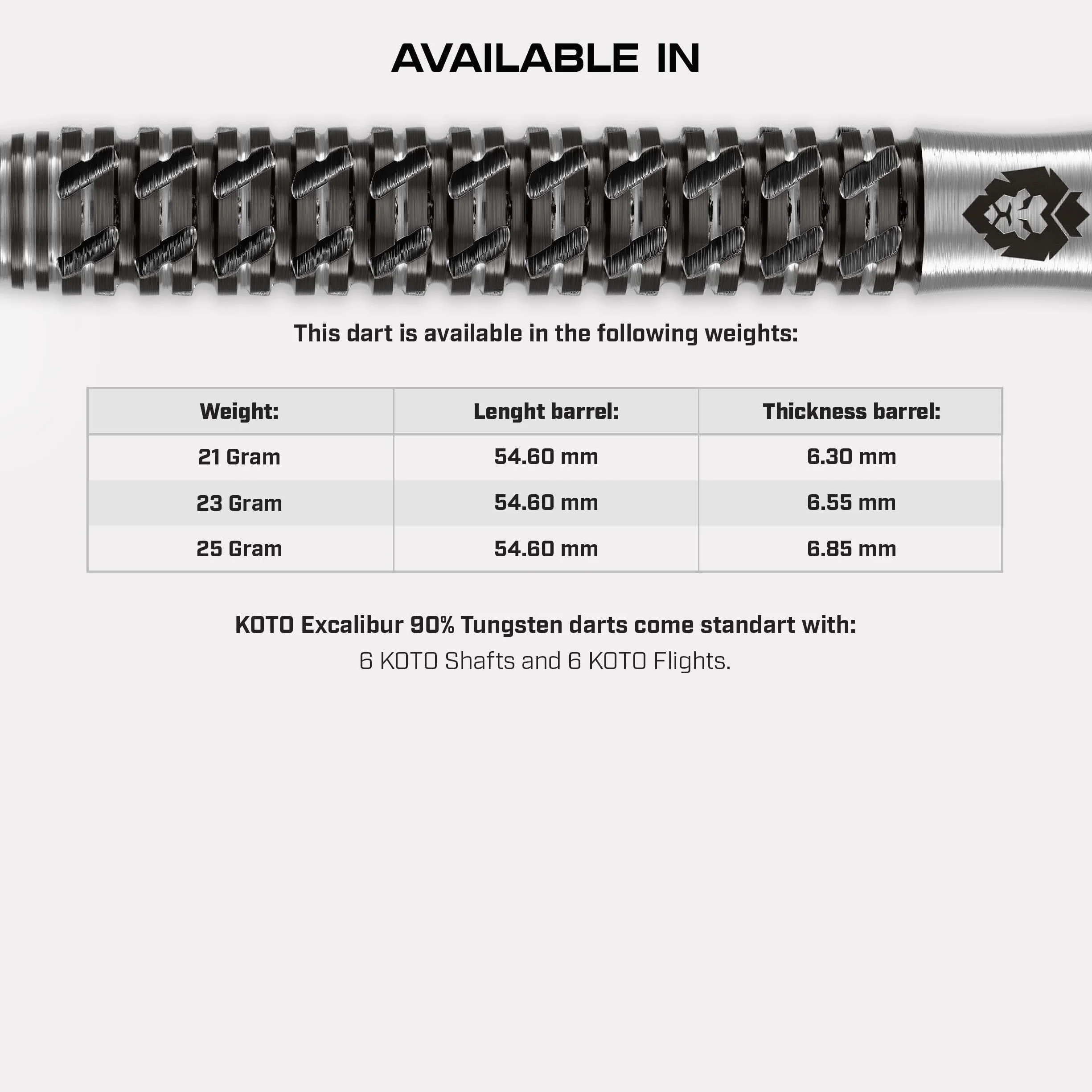 KOTO Excalibur 90% Tungsten Darts Lotki