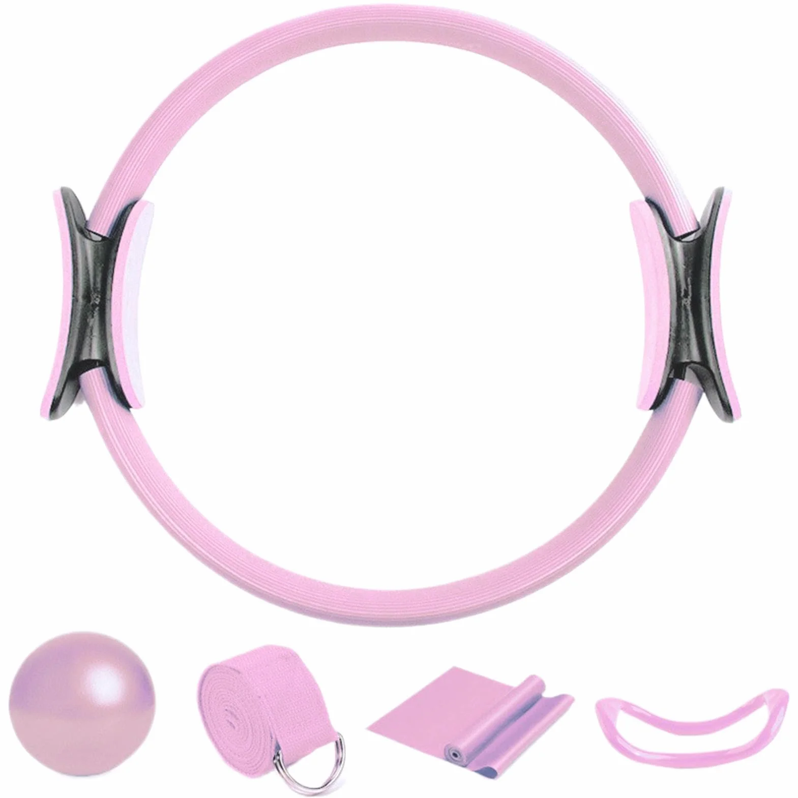 Pilates Ring for Women, zestaw do pilatesu domowego, PILATES RING BAND ODPORNOŚĆ Zespół | 5x akcesoria do siłowni domowej, sprzęt treningowy rozciągający opaski do jogi, sprzęt dla kobiet