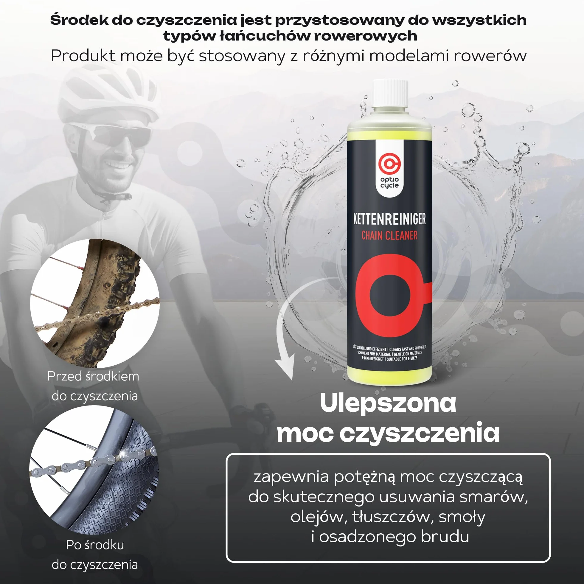 Płyn do Czyszczenia Łańcucha Rowerowego 500 ml – Odtłuszczacz do Łańcucha | Chain Cleaner do MTB, Szosy, Gravel, E-Bike, Napędu, Kasety i Przerzutki
