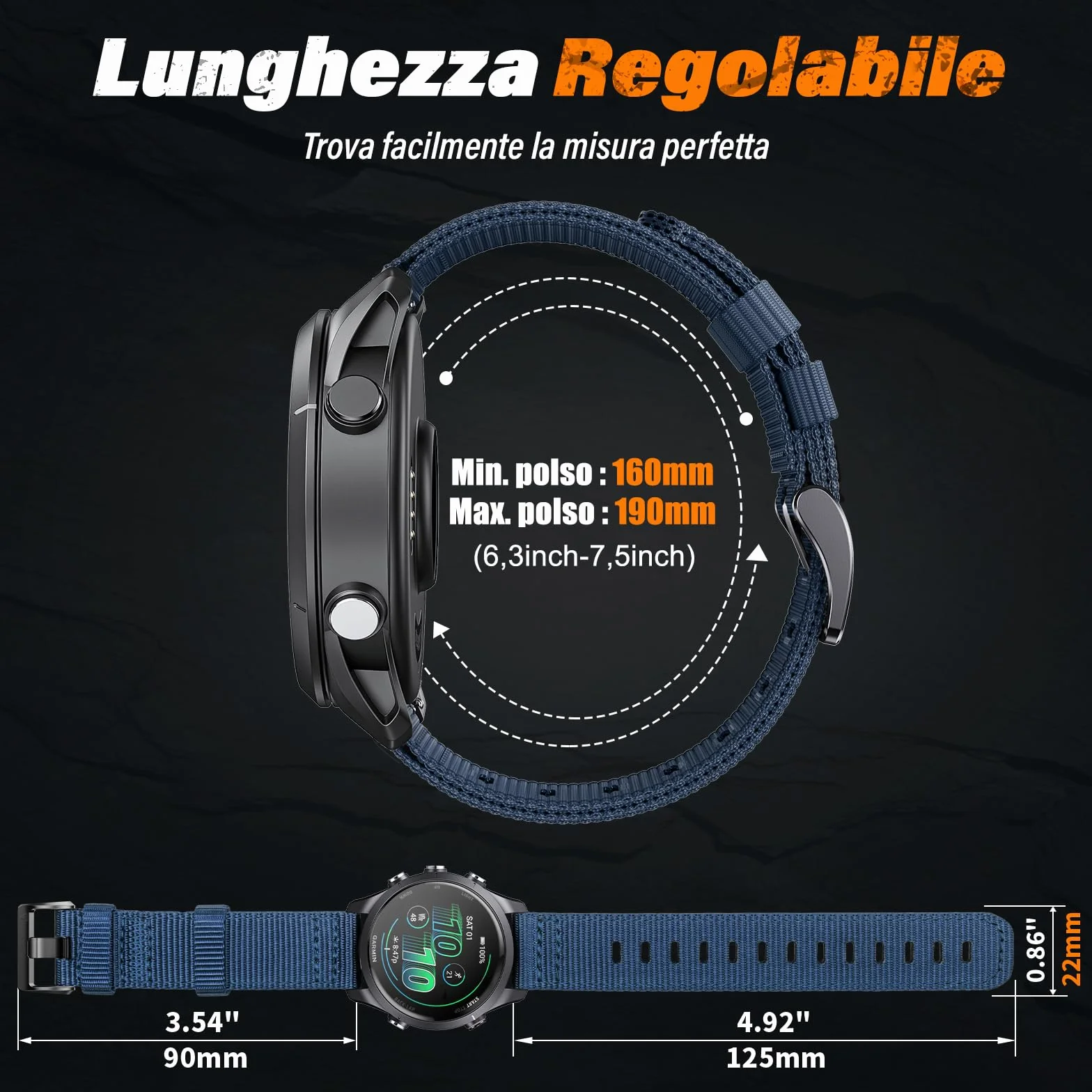 Kompatybilny z Garmin Instinct E45 mm/Instinct E40mm/Instinct 3-45 mm/Instinct 3-50 mm, pasek silikonowy 20 mm/22 mm/26 mm