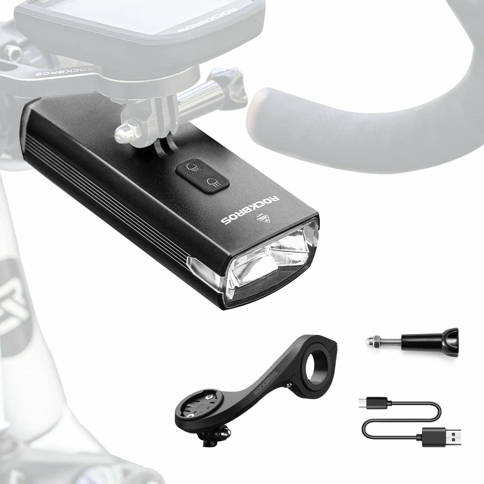 ROCKBROS Lampka Rowerowa 3000 Lumenów LED Ładowana przez USB, Wodoodporność IPX6