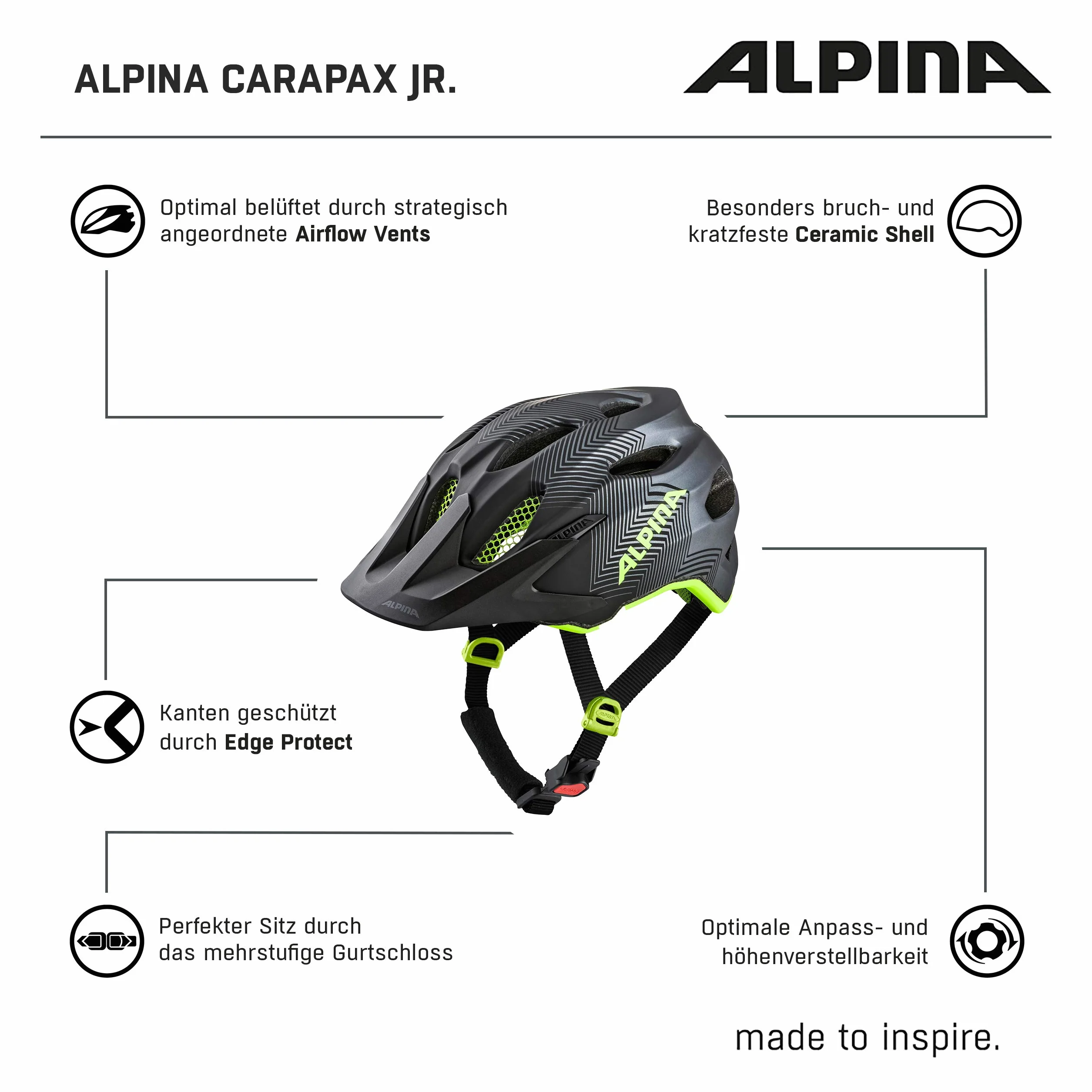 Alpina Carapax JR kask rowerowy, uniseks, 51-56 cm
