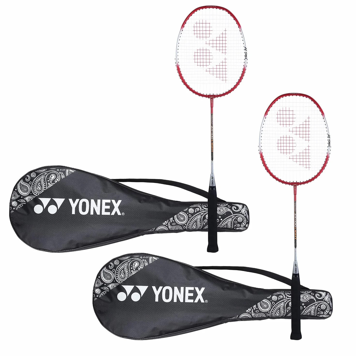 Yonex Lekka aluminiowa rakieta do badmintona ZR 100 z pełną osłoną, zestaw 2 szt. | Wyprodukowano w Indiach