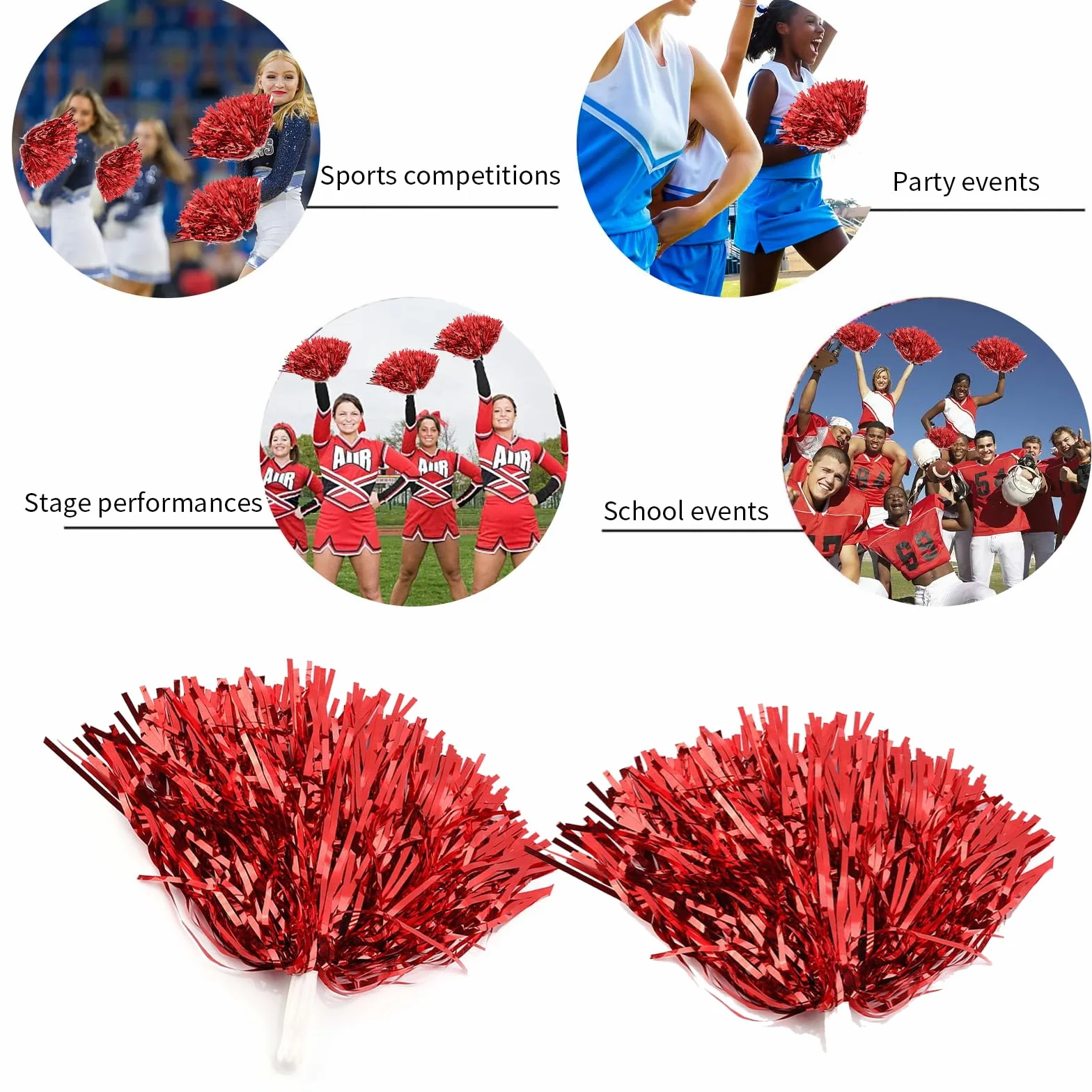 Cheerleading Poms, 7 kolorów 6 sztuk Cheerleading Pom Poms Party Dance Akcesoria Sportowe pompony Cheer