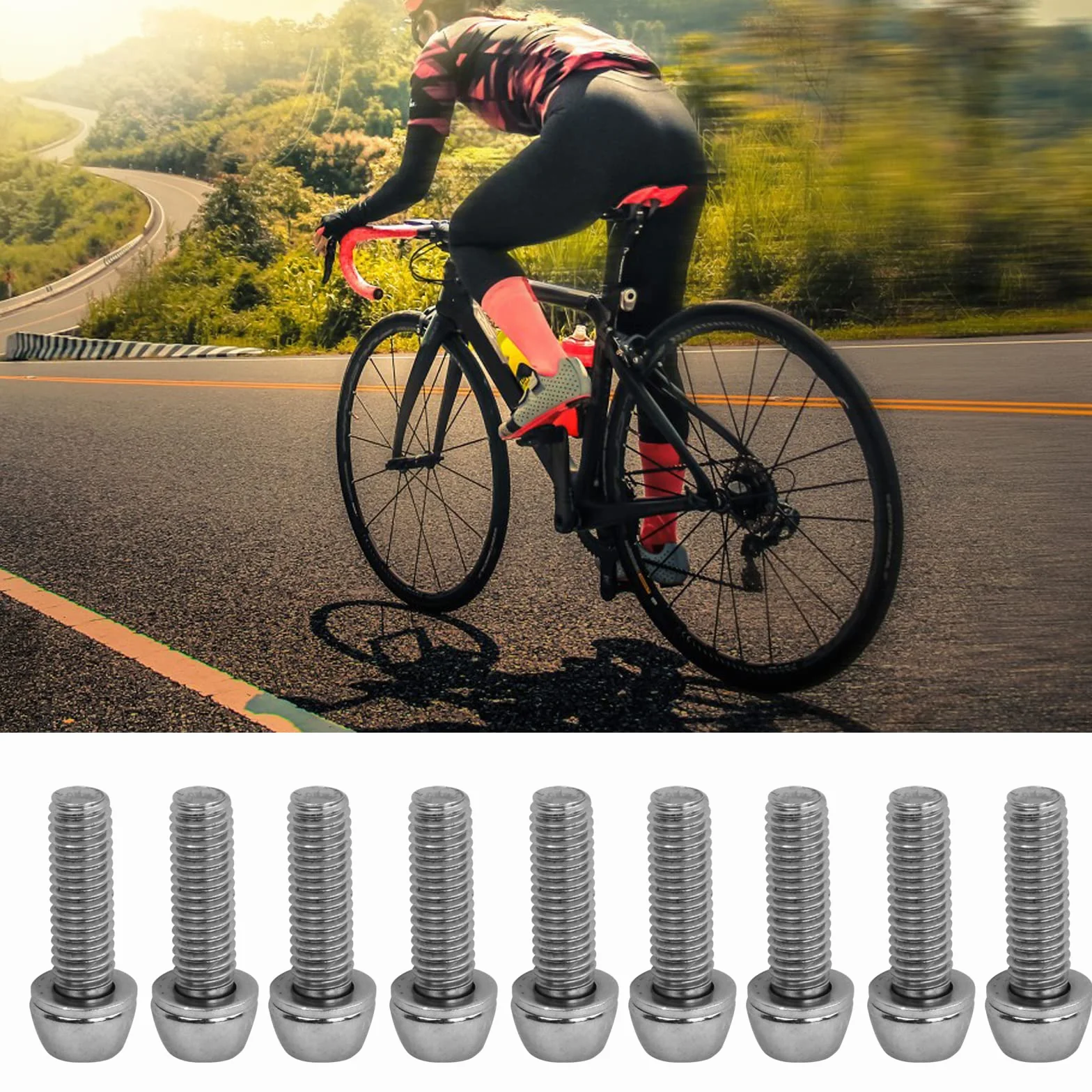 Śruby stożkowe do mostka rowerowego M6 x 20 mm, kolor srebrny, śruby