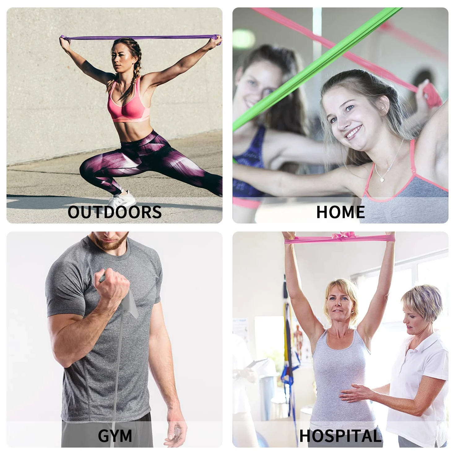 PROIRON Taśmy Oporowe Fitness, Zestaw Taśm do Ćwiczeń Wielokolorowe, Siłownia, Pilates, Joga