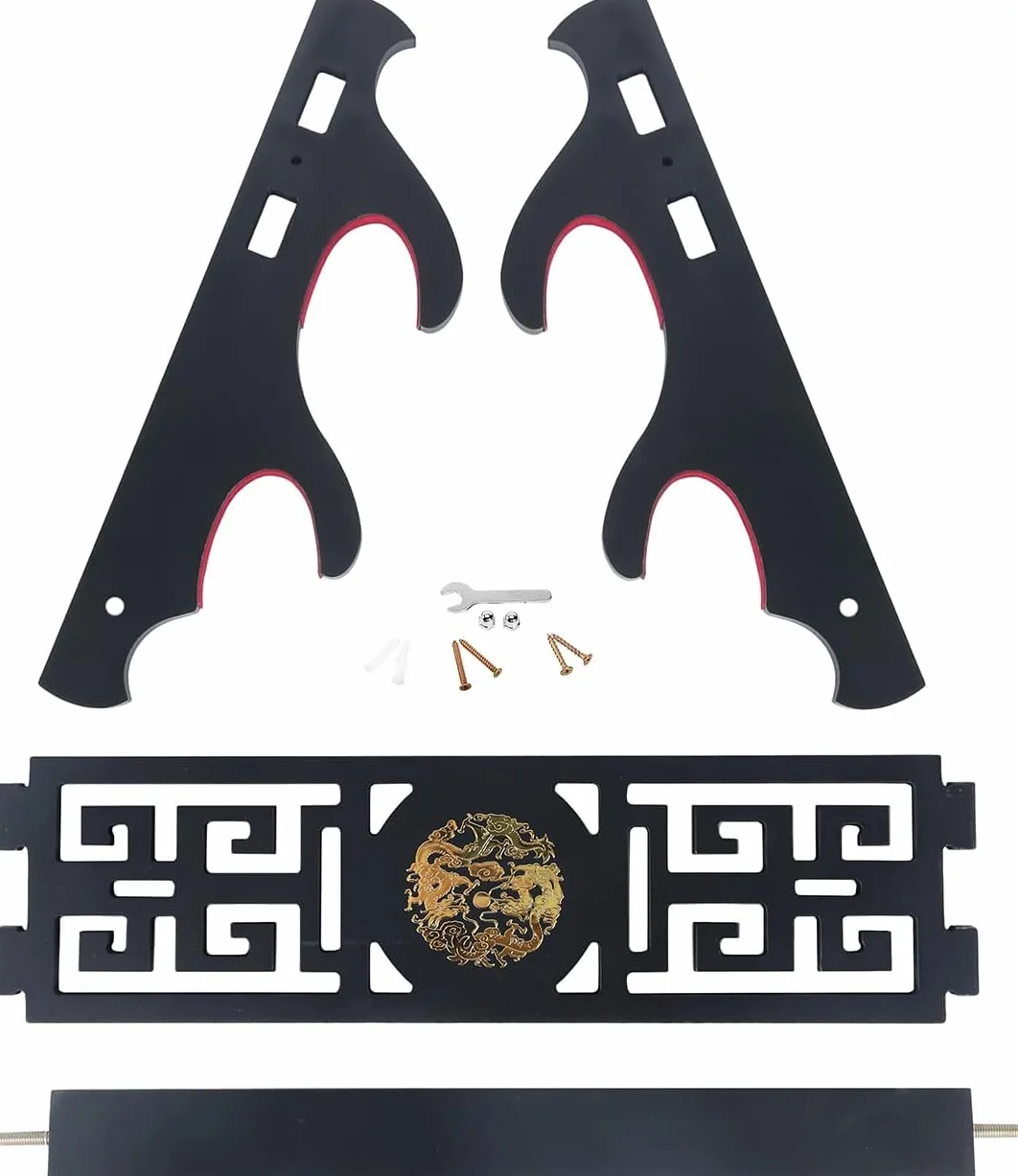 Uchwyt na miecz Katana, uchwyt ścienny, 2-poziomowy, ikona smoka, aksamit, wyściełany uchwyt Katana, miecz samurajski, stojak na miecz świetlny, stojak na miecz Wakizashi