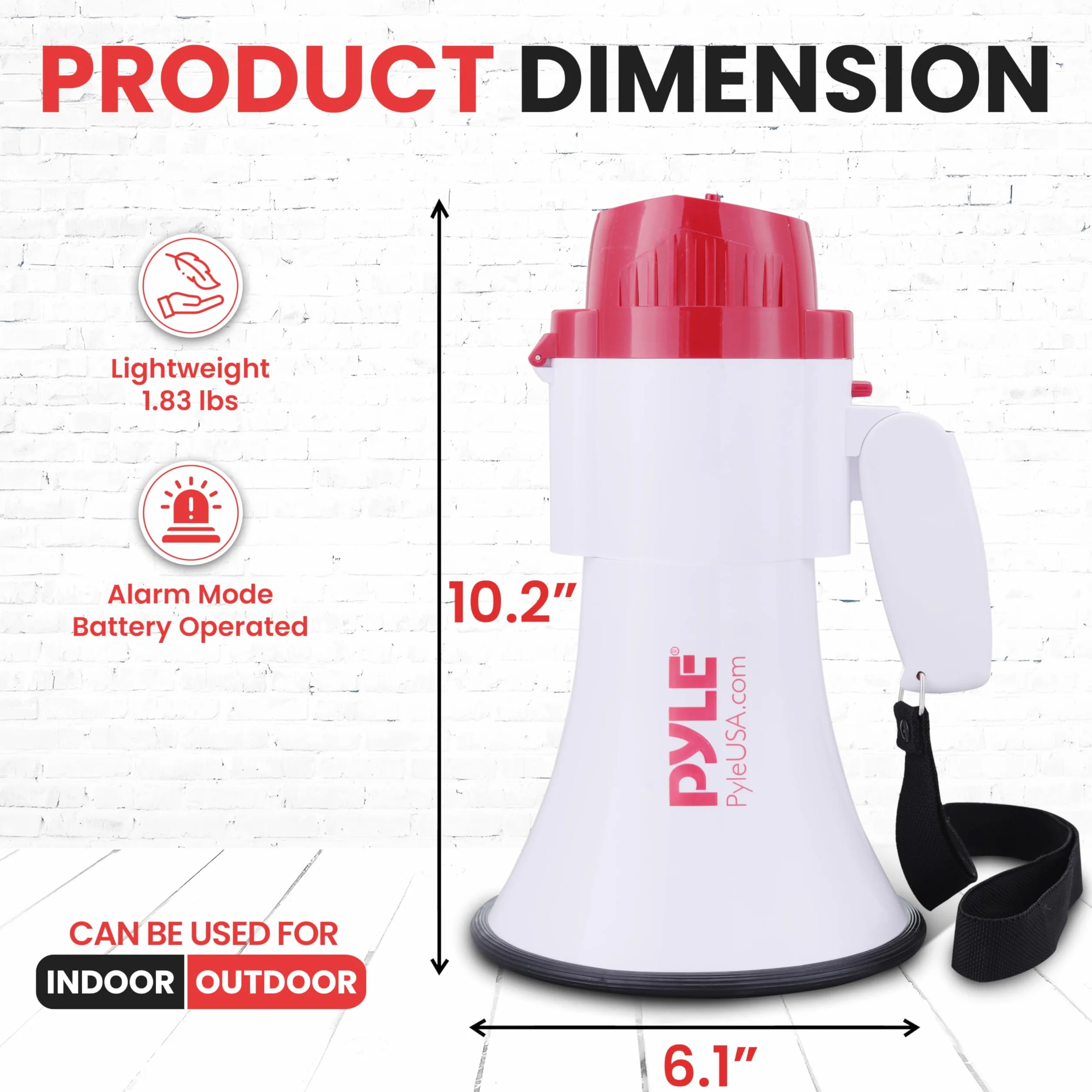 Pyle Megaphone Speaker PA Bullhorn 30 Watt with Built-in Siren 800 Yard Range PMP35R