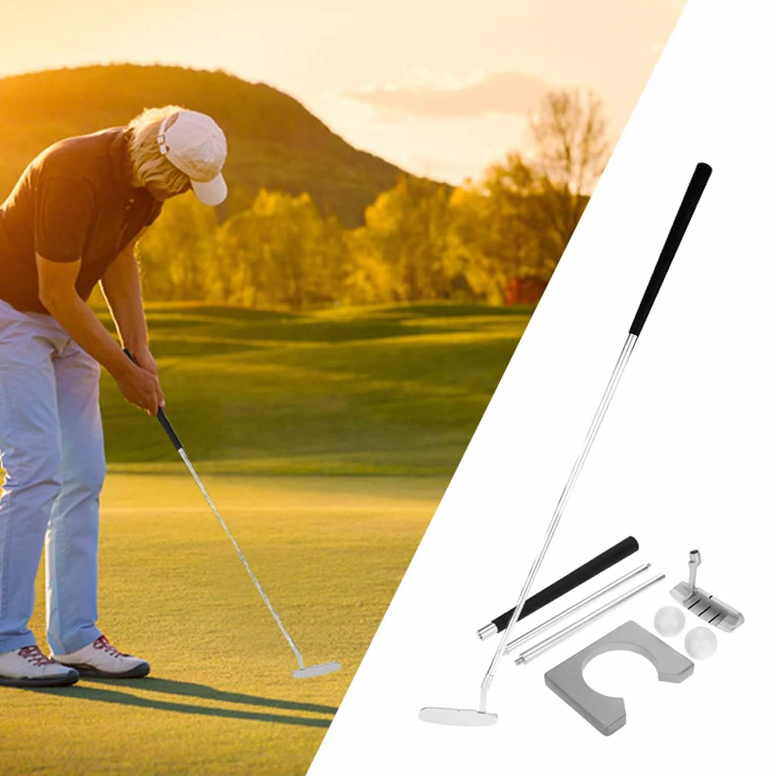BuyWeek Zestaw miotaczy golfowych, przenośny sprzęt do treningu golfowego z 2 kulkami z zamkiem błyskawicznym do domu biura
