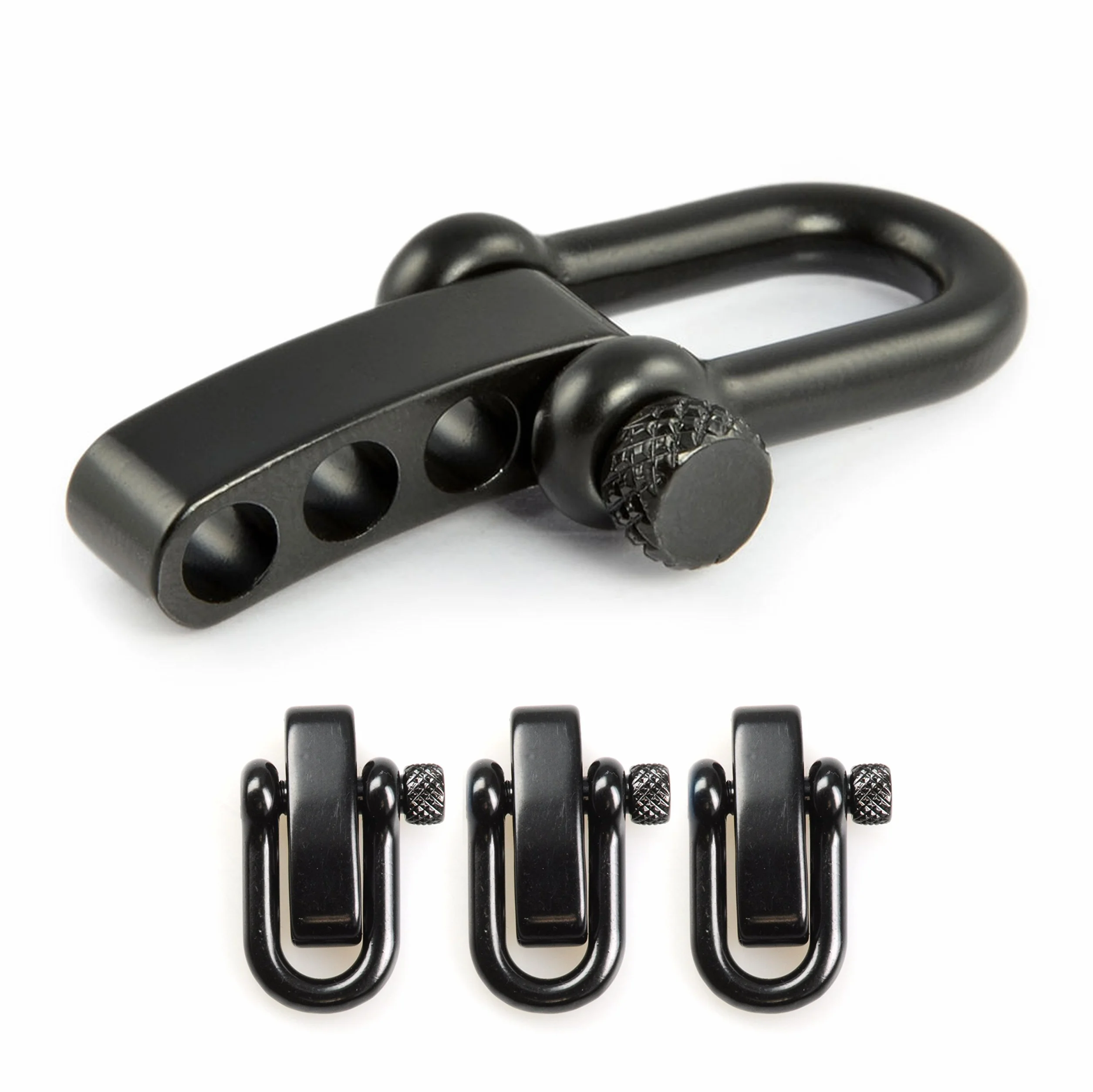 Ganzoo szekla prosta ze stali nierdzewnej, czarny, zestaw 3 szt., regulowane zamknięcie obrotowe na śrubę, rozmiar M, otwór 19 x 10 mm, grubość 5 mm, 23 g