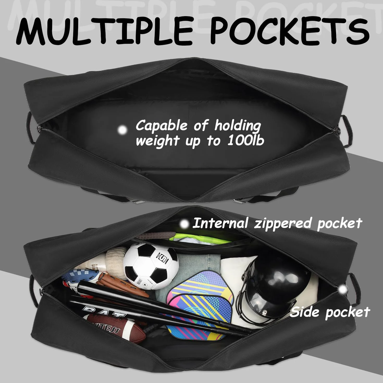 125L torba podróżna, duża torba sportowa, torba treningowa XXL dla mężczyzn, torba sportowa na siłownię, na saunę, fitness, weekender, camping, czarny, sporttasche 125L, Klasyczny