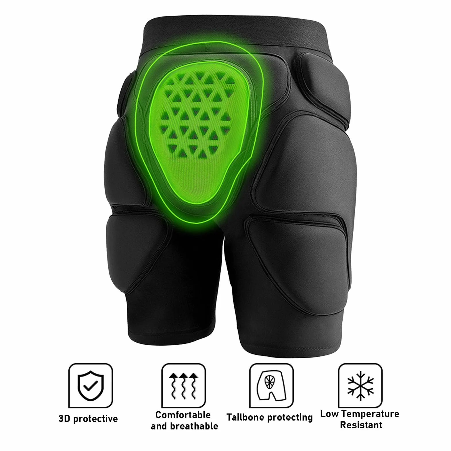 Snowboard Butt Pad 3 Warstwy Oddychające Ochronne 3D Wyściełane Spodnie z Kością Ogonową (L)