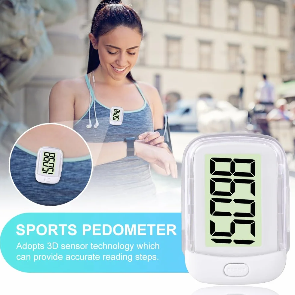 Flintronic Krokomierz 3D do chodzenia, krokomierz do chodzenia, przenośny sportowy krokomierz z klipsem i smyczą, krokomierz fitness dla mężczyzn/kobiet/osób starszych/dzieci