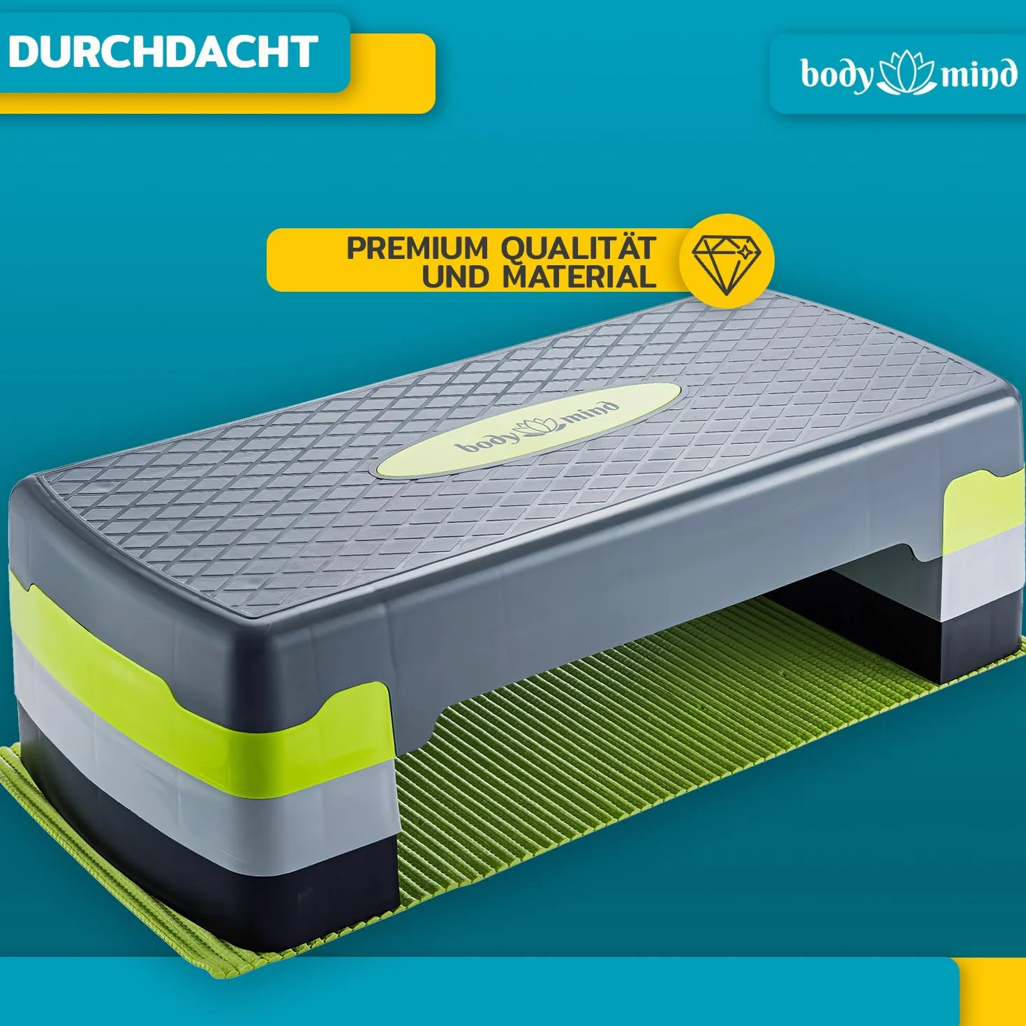 Body & Mind® Aerobic Stepper Elite 3-stopniowa ławka do steppera z darmową matą antypoślizgową i ekskluzywnym e-bookiem treningowym