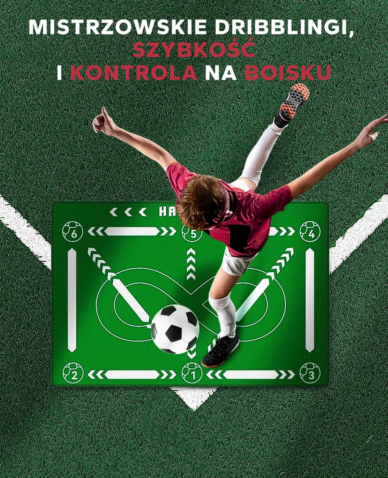 HAPBEAR Mata treningowa do piłki nożnej 90×60 cm 5 mm antypoślizgowa zestaw do kontroli piłki