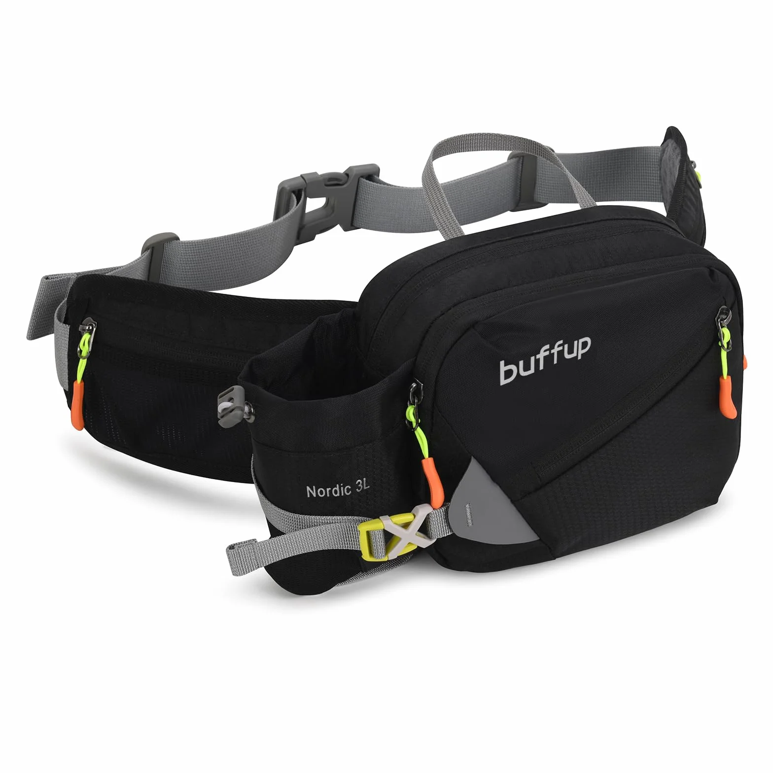 Torba biodrowa z uchwytem na butelkę, sportowa torba biodrowa, do treningu psów, jazdy na rowerze, wędrówek, biegania, dla kobiet i mężczyzn, duża, Czarny:, Einheitsgröße, sport