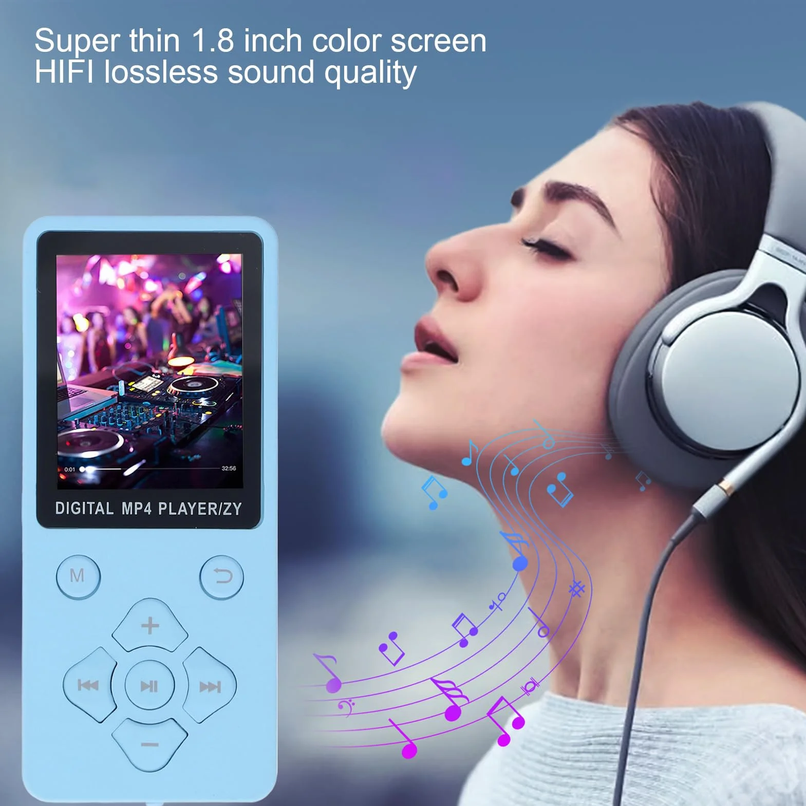 Odtwarzacz Muzyczny 32 GB, Odtwarzacz MP3 i Mp4 z Bluetooth 5.0 i Kolorowym Ekranem 1,8 Cala, Cyfrowe Odtwarzacze Audio, Odtwarzacz Muzyczny z Dźwiękiem HiFi, Najwyższej Jakości