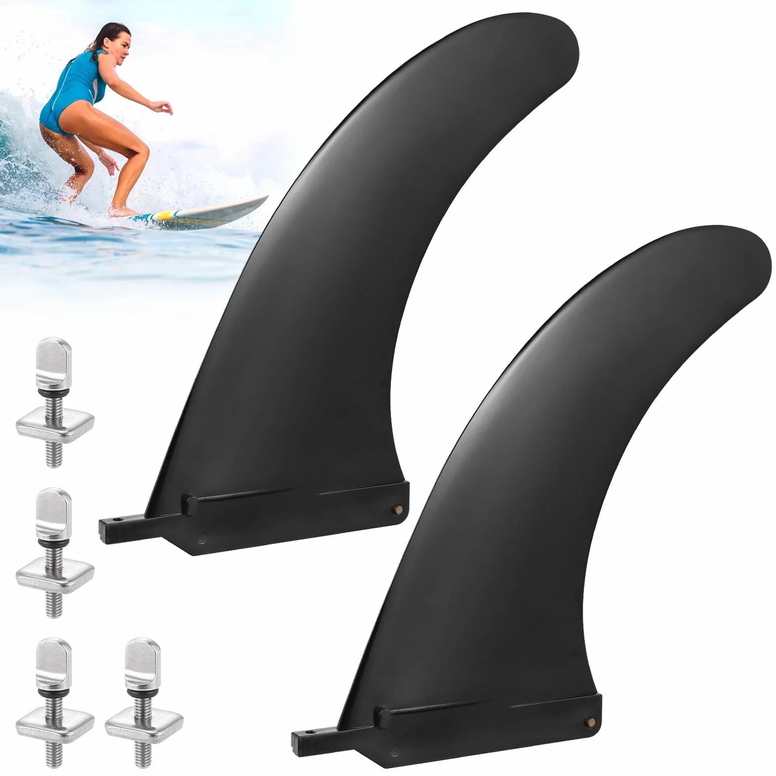 Zocipro Sup Finne, 2 sztuki, zdejmowana deska surfingowa SUP z 4 śrubami, wzmocniona, nylonowa, centralna płetwa, do deski SUP, nadmuchiwany kajak, długa deska