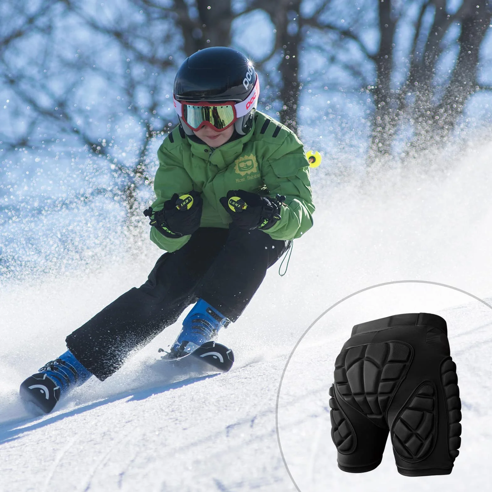 Cienfy Wyściółka biodrowa 3D z pianki EVA, wyściełane szorty Crash-Pad Impakthose do jazdy na nartach, łyżwach, snowboardzie i deskorolce
