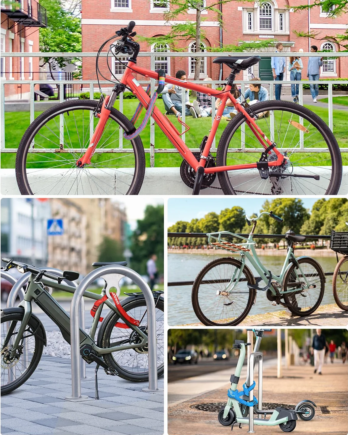 Sportneer Blokada rowerowa, zabezpieczenie łańcucha rowerowego, 5-cyfrowe, resetowalne, szyfrowe, antykradzieżowe, 7 mm x 975 mm