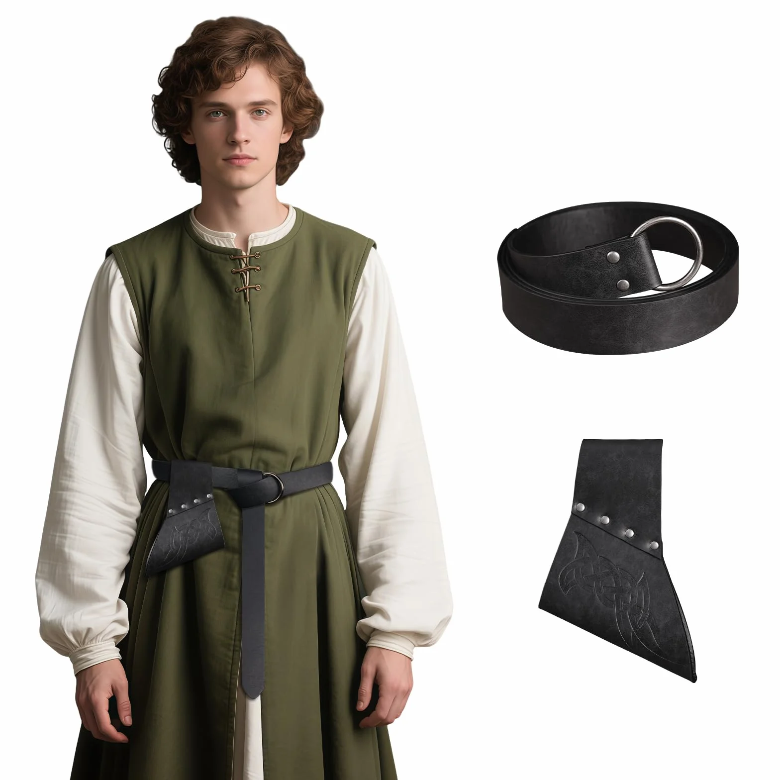 HiiFeuer Średniowieczna pochwa miecza z paskiem do LARP i Cosplay