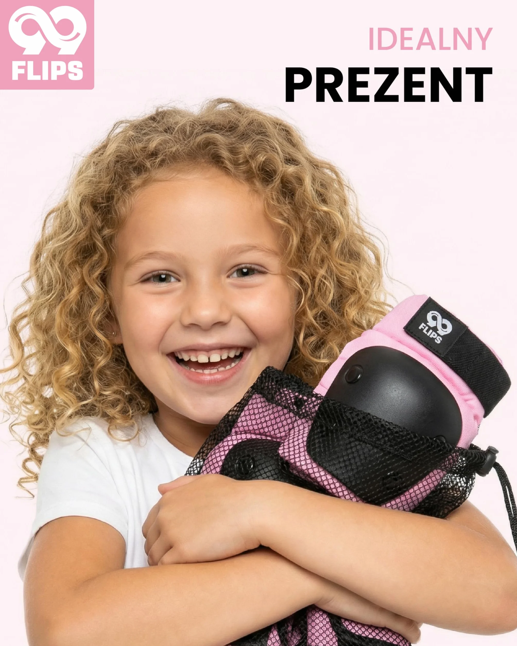 99FLIPS Nakolanniki dla Dzieci - na Deskorolkę i Rolk - Zestaw 6-częściowy - Nakolanniki, Ochraniacz Dłoni, Ochraniacze na łokcie - SLIDE - Rozmiar XS - RÓŻOWY