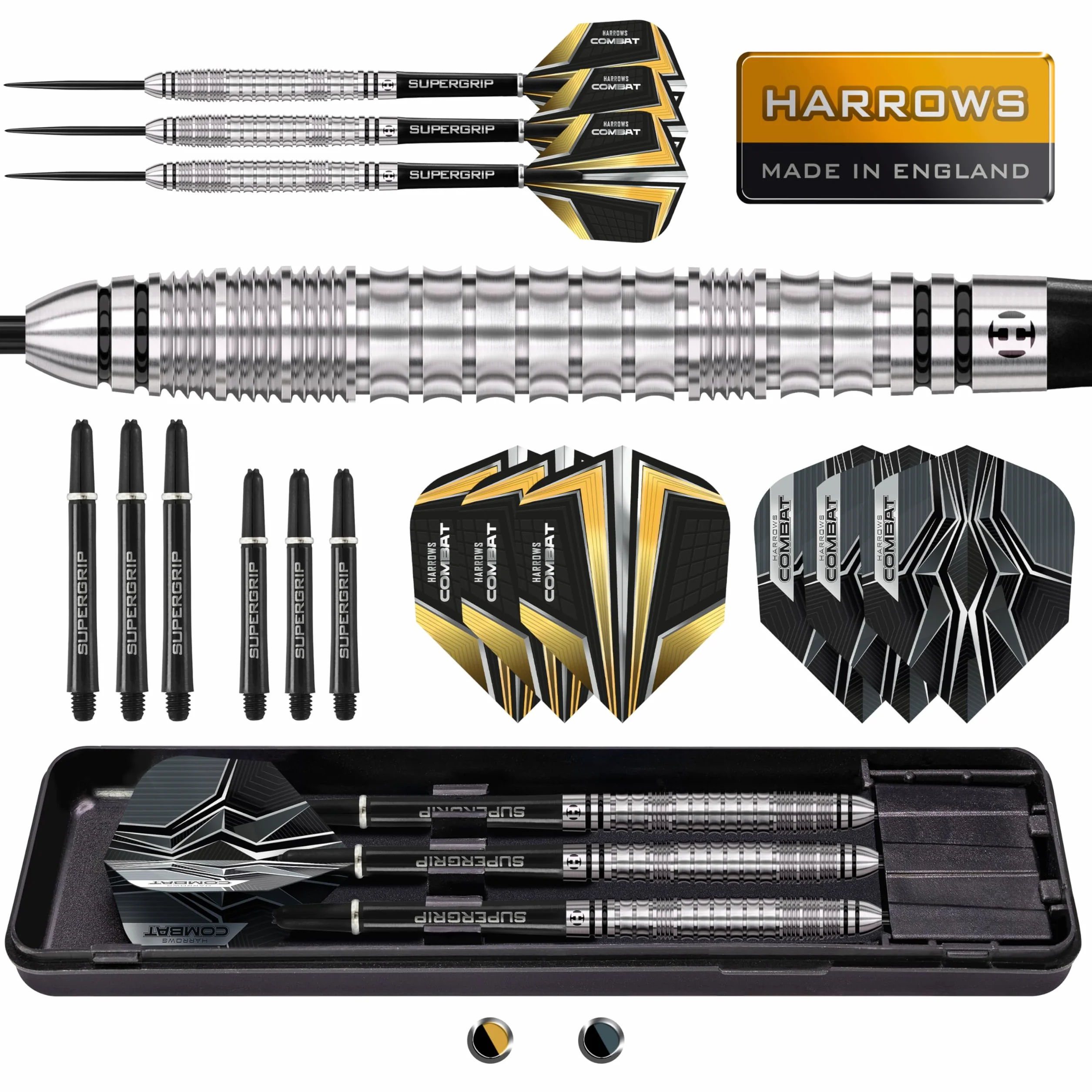Harrows Combat 90% Steel Tip Darts Set 21-30g Tungsten 17-Piece with Travel Case