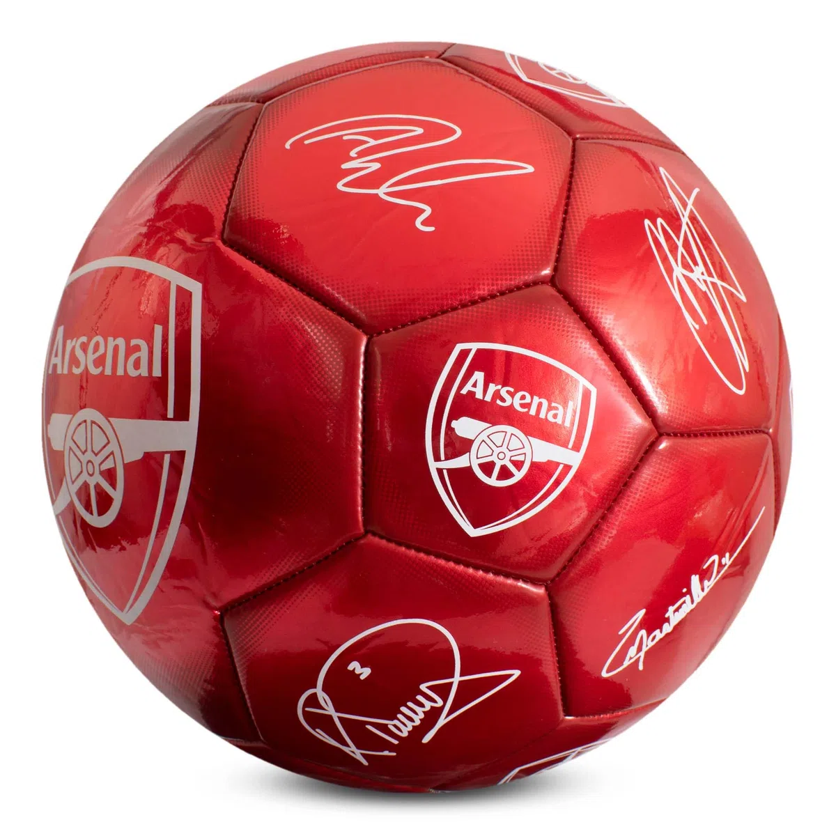 Hy-Pro Oficjalnie licencjonowana piłka nożna Arsenal F.C. Classic Signature, metaliczna, rozmiar 5, strzelcy, trening, mecz, towar, kolekcjonerska dla dzieci i dorosłych, czerwona