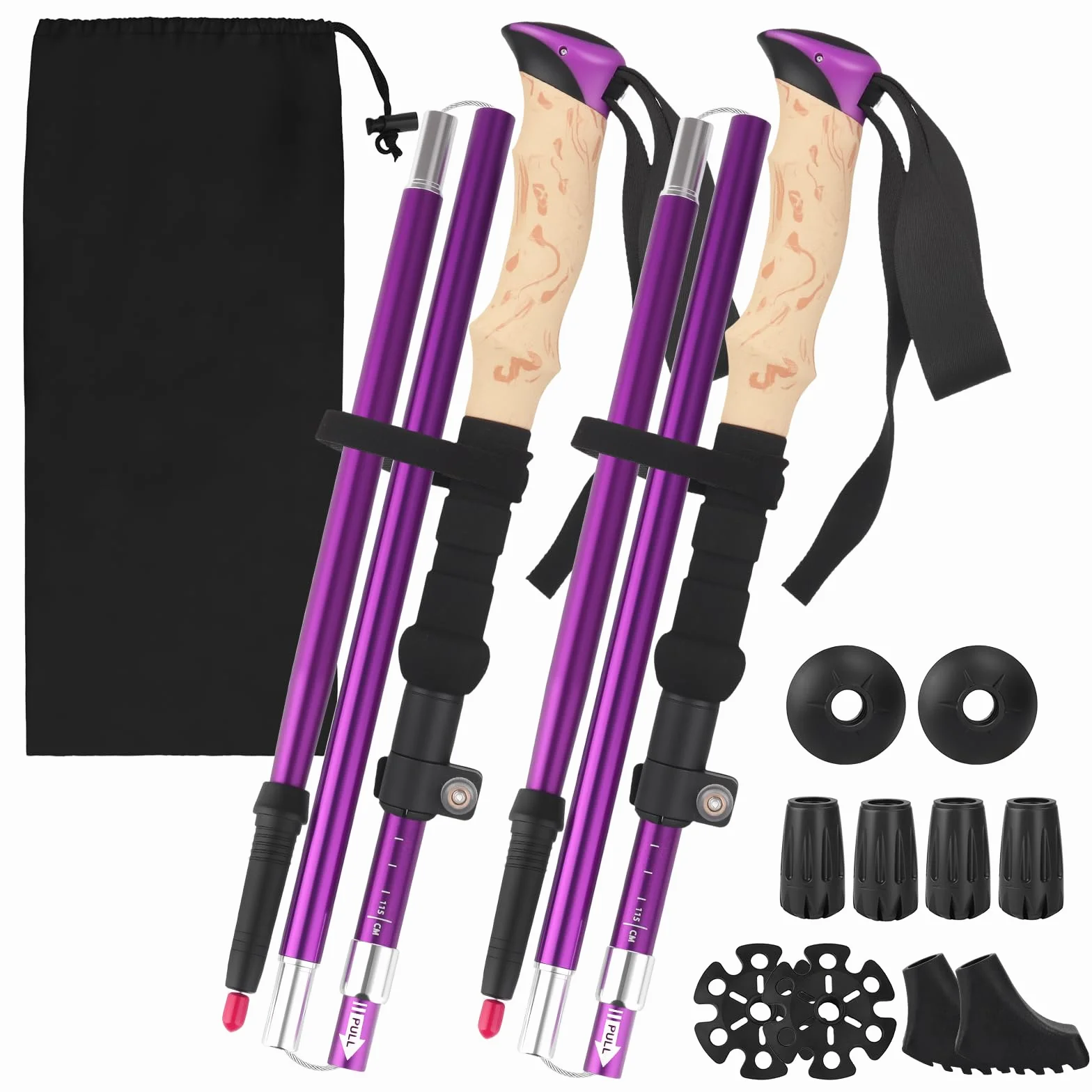 Kijki do Nordic Walking damskie składane 115-135 cm teleskopowe trekkingowe aluminiowe