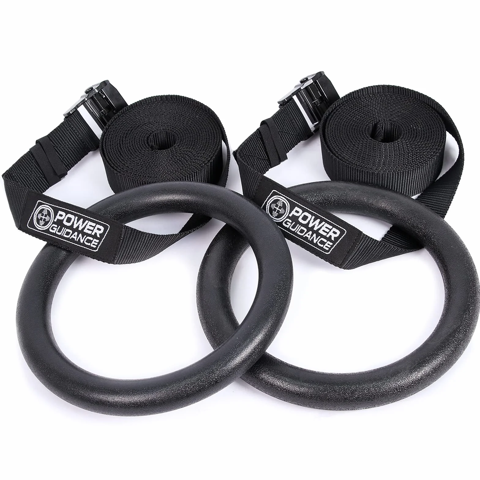 POWER GUIDANCE Pierścienie gimnastyczne 28 mm/32 mm drewno i ABS – olimpijskie kółka gimnastyczne z regulowanymi paskami, wytrzymały sprzęt gimnastyczny do domowej siłowni, treningu pociągowego