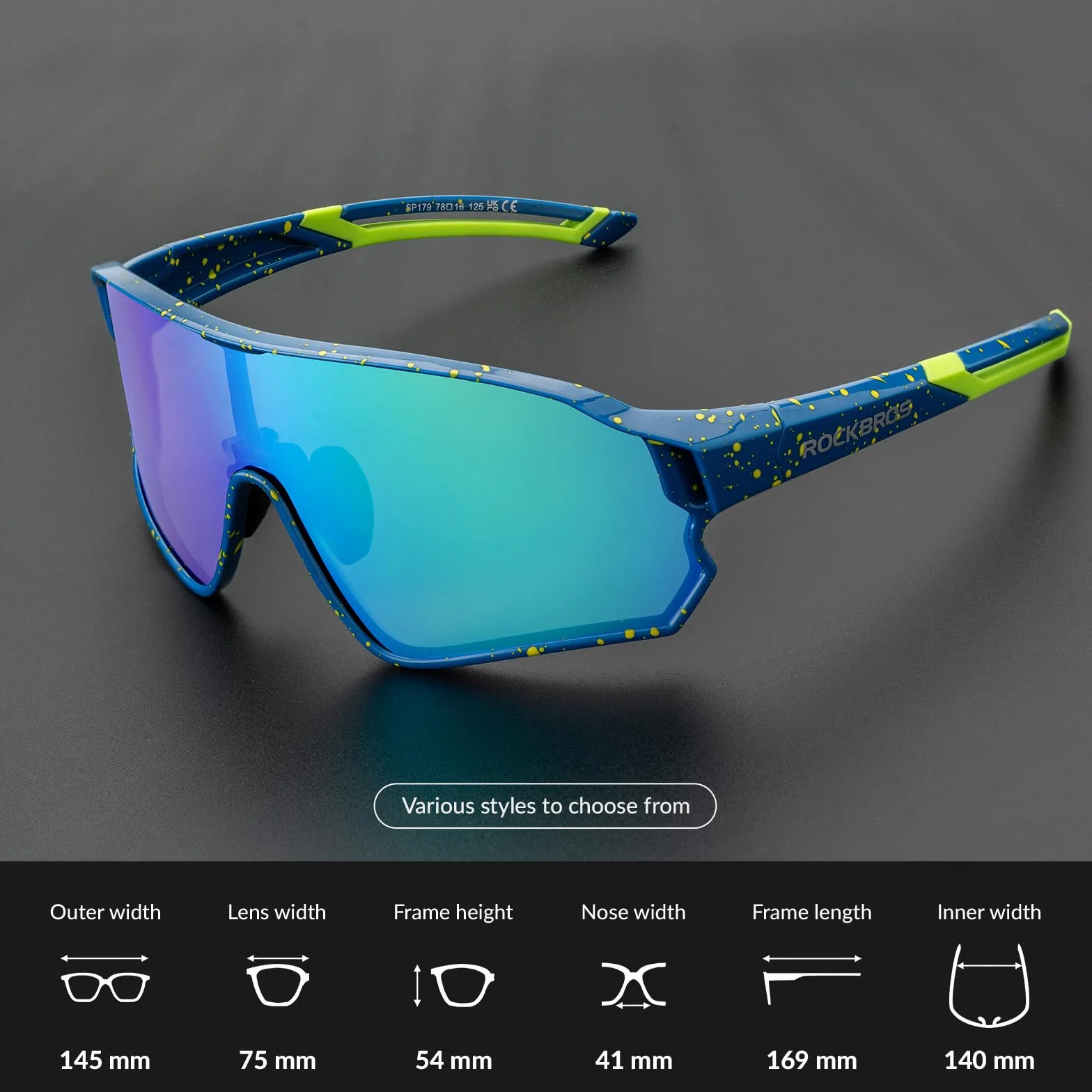 ROCKBROS Okulary Rowerowe Okulary Przeciwsłoneczne z Polaryzacją UV400 Kobiety Mężczyźni Okulary Przeciwwiatrowe Okulary Sportowe Okulary Rowerowe do Jazdy na Rowerze