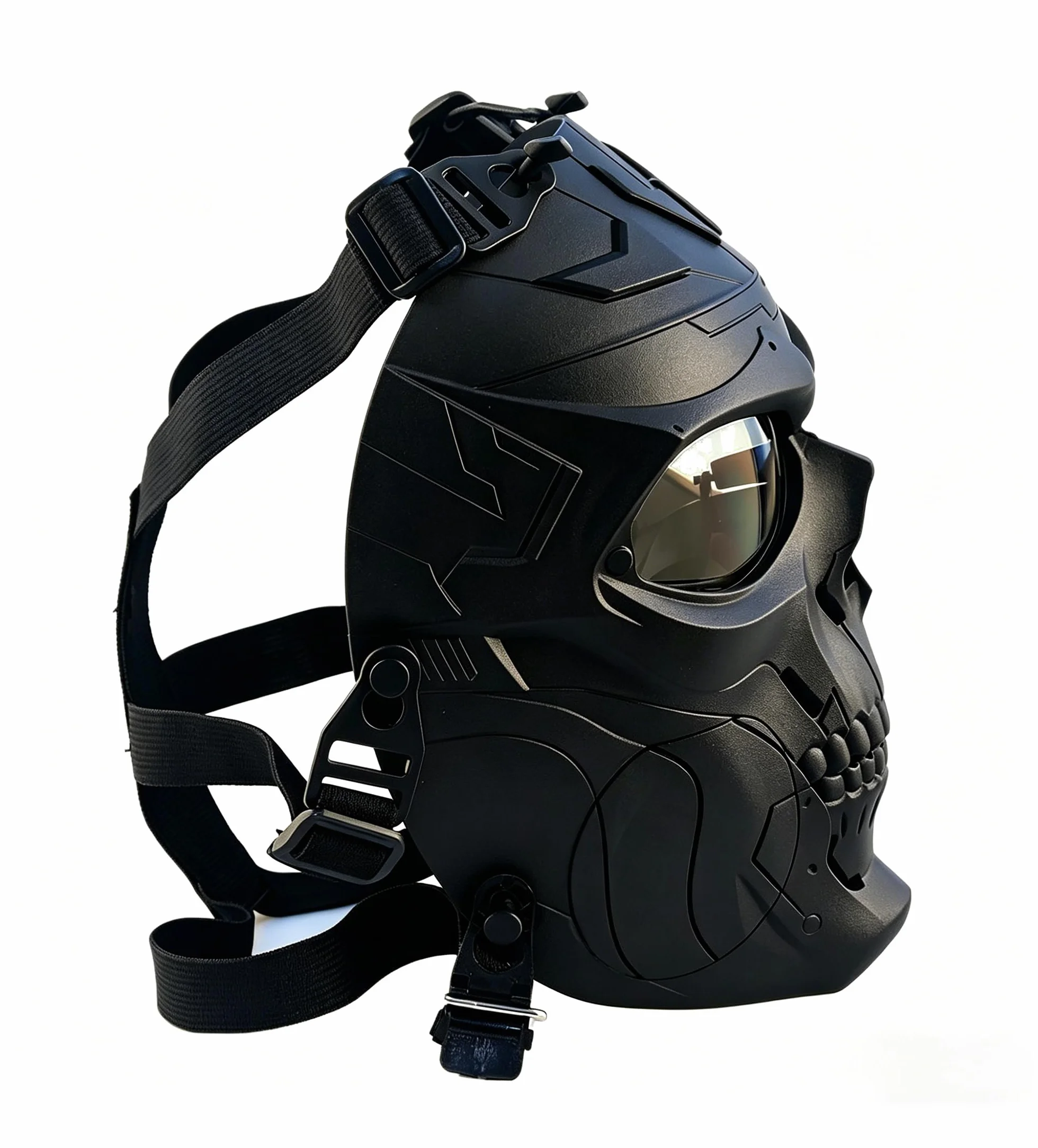 Maska paintballowa taktyczna z czaszką ochronna na całą twarz szara przezroczysta na polowanie CS Halloween