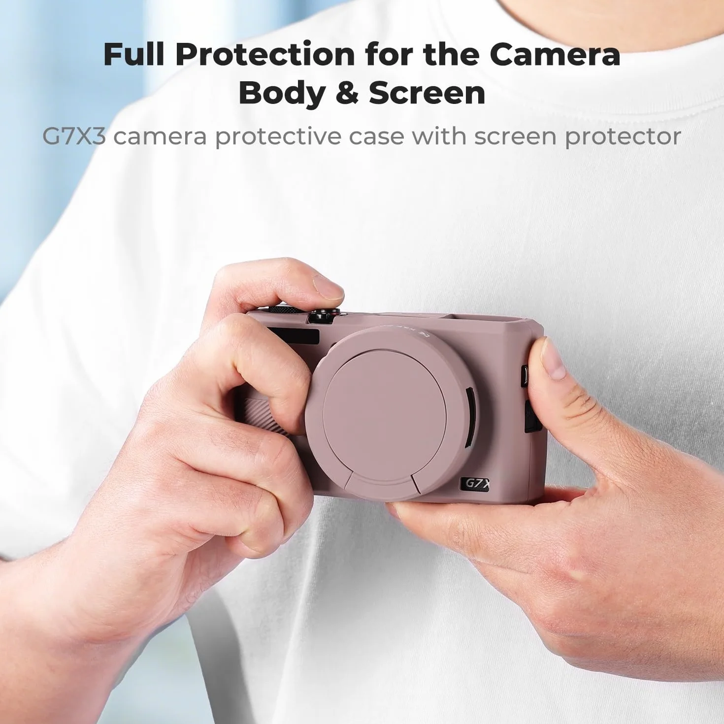 Etui ochronne K&F CONCEPT do aparatu Canon G7X Mark III, szaro-fioletowe, miękkie silikonowe etui do aparatu cyfrowego G7X Mark III z odłączaną osłoną obiektywu, odporne na zarysowania, o smukłym dopa