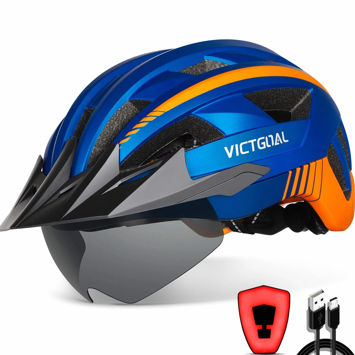 VICTGOAL Kask rowerowy dla mężczyzn i kobiet, zdejmowany magnetyczny wizjer, oddychający, 21 kanałów wentylacyjnych, regulowany kask rowerowy