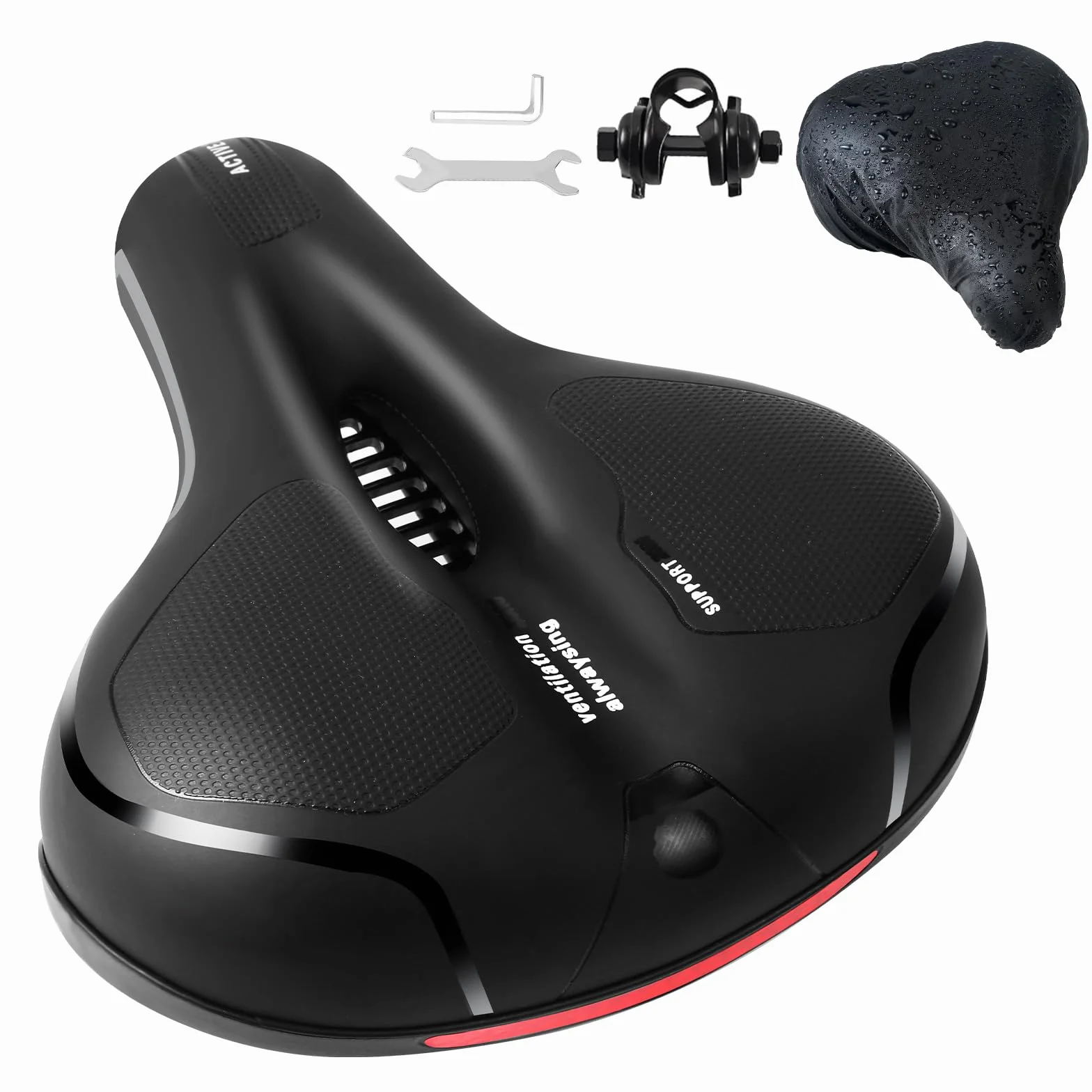 Pro Max Wygodne siodełko rowerowe, szerokie miękkie siodełko rowerowe z pianki pamięciowej, mężczyźni kobiety ergonomiczne oddychające siodełko rowerowe do rowerów szosowych, rowerów miejskich
