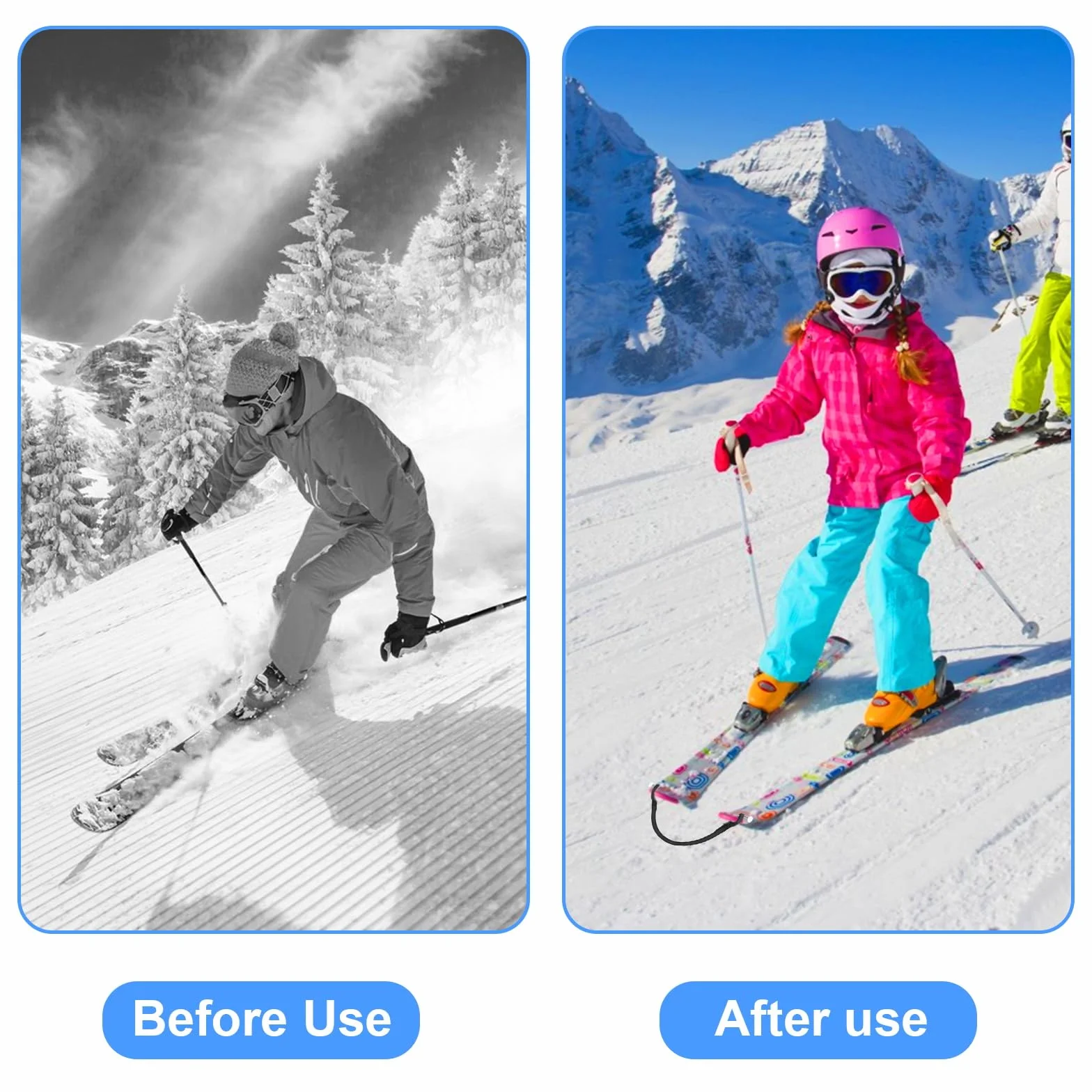 DUTIFUL Pomoc w skokach narciarskich, złącze do końcówek narciarskich, uczy regulacji prędkości, do jazdy na snowboardzie, dla początkujących