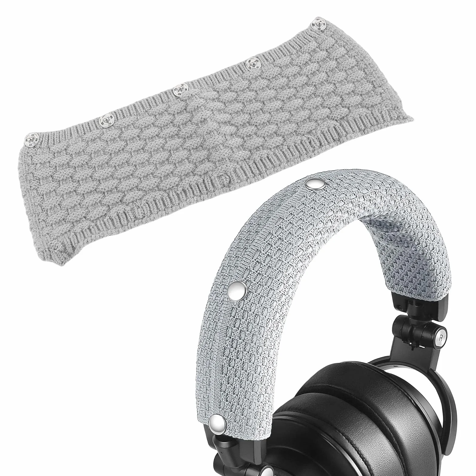 2 -pakowy Zastępujący opaskę na głowę, bawełnę z Dzianiny Premium, Pokrywa Pałąka Głowy dla Chmur dla ATH M50X dla QC35 dla WF 1000X (GREY)