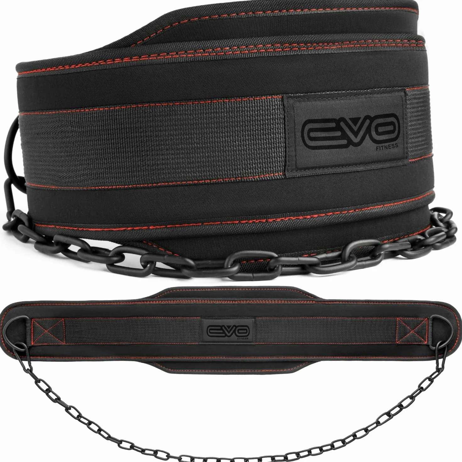 EVO Fitness Dip Belt Heavy Duty 36-calowy regulowany łańcuchowy pas do podnoszenia ciężarów 6,2-calowy pas do podnoszenia ciężarów z podparciem pleców
