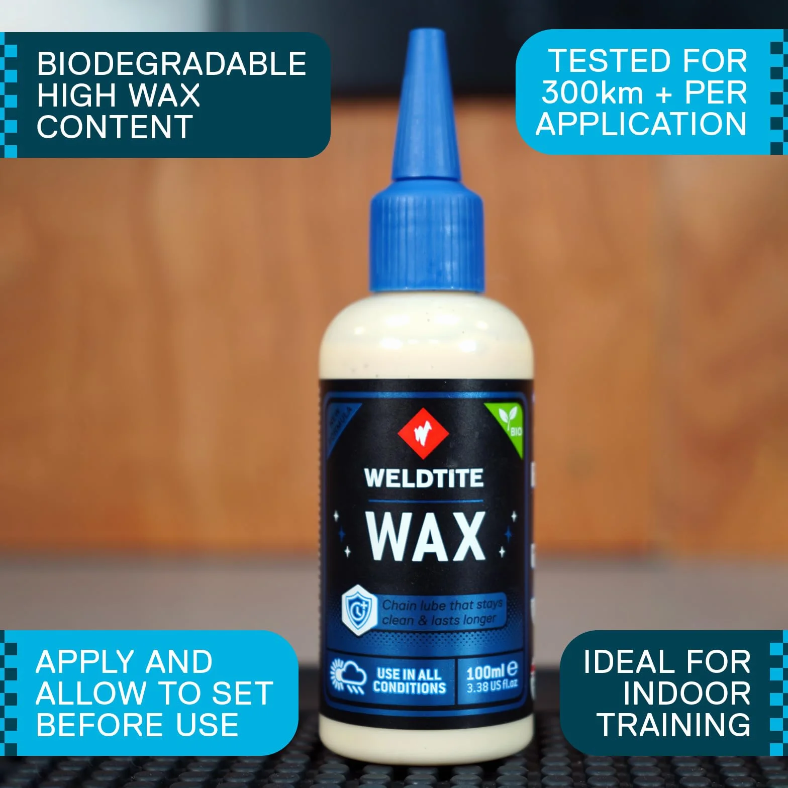WELDTITE Dry Wax Smar do łańcucha rowerowego, na suchą pogodę, trwały i łatwy w pielęgnacji, 100 ml